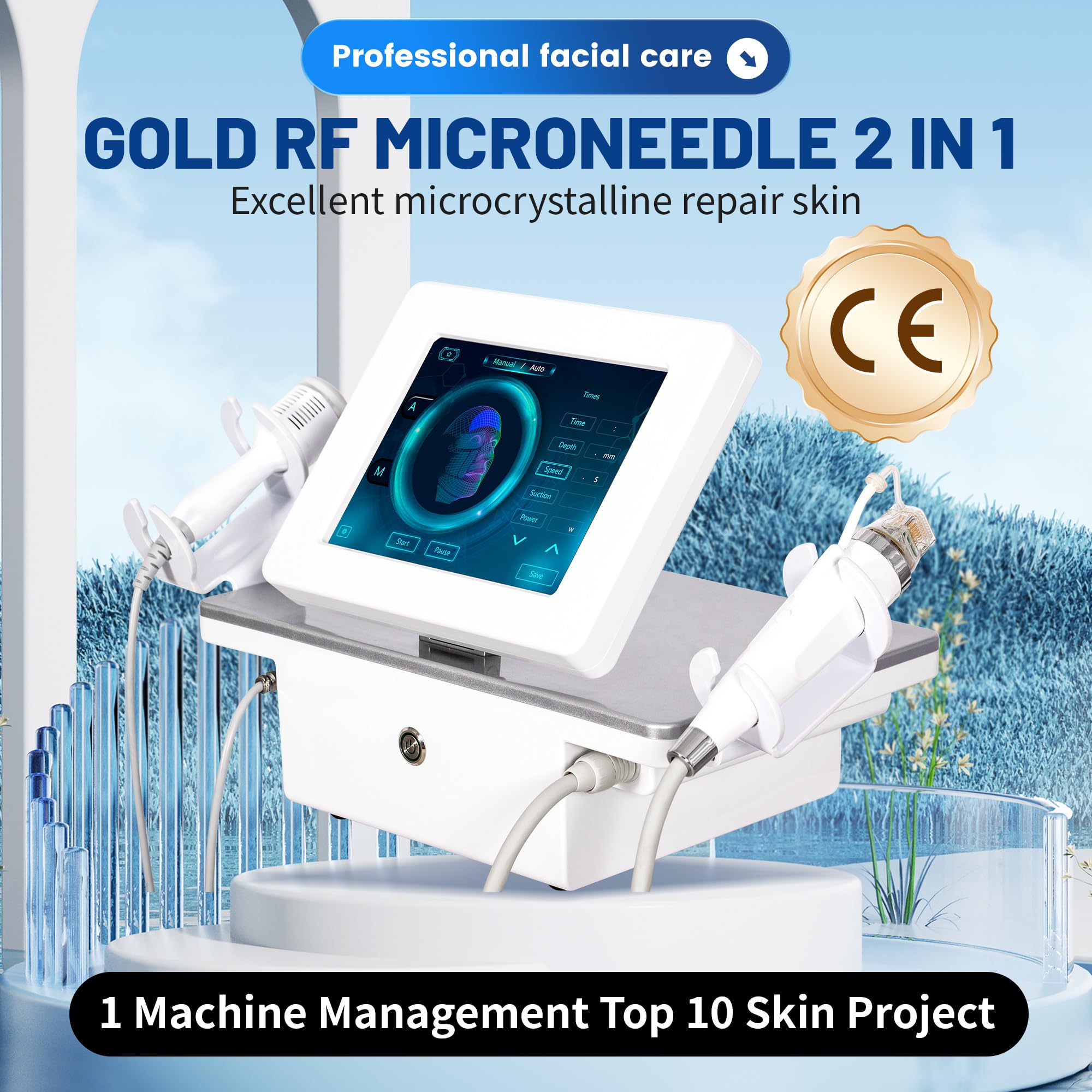Morpheus 8,2-in-1 RF Mikronadel Beauty Gerät mit Goldbeschichteten Sonden, Touch-Display, CE-zertifiziert für oberflächliche kosmetische Hautpflege in Kosmetikstudios
