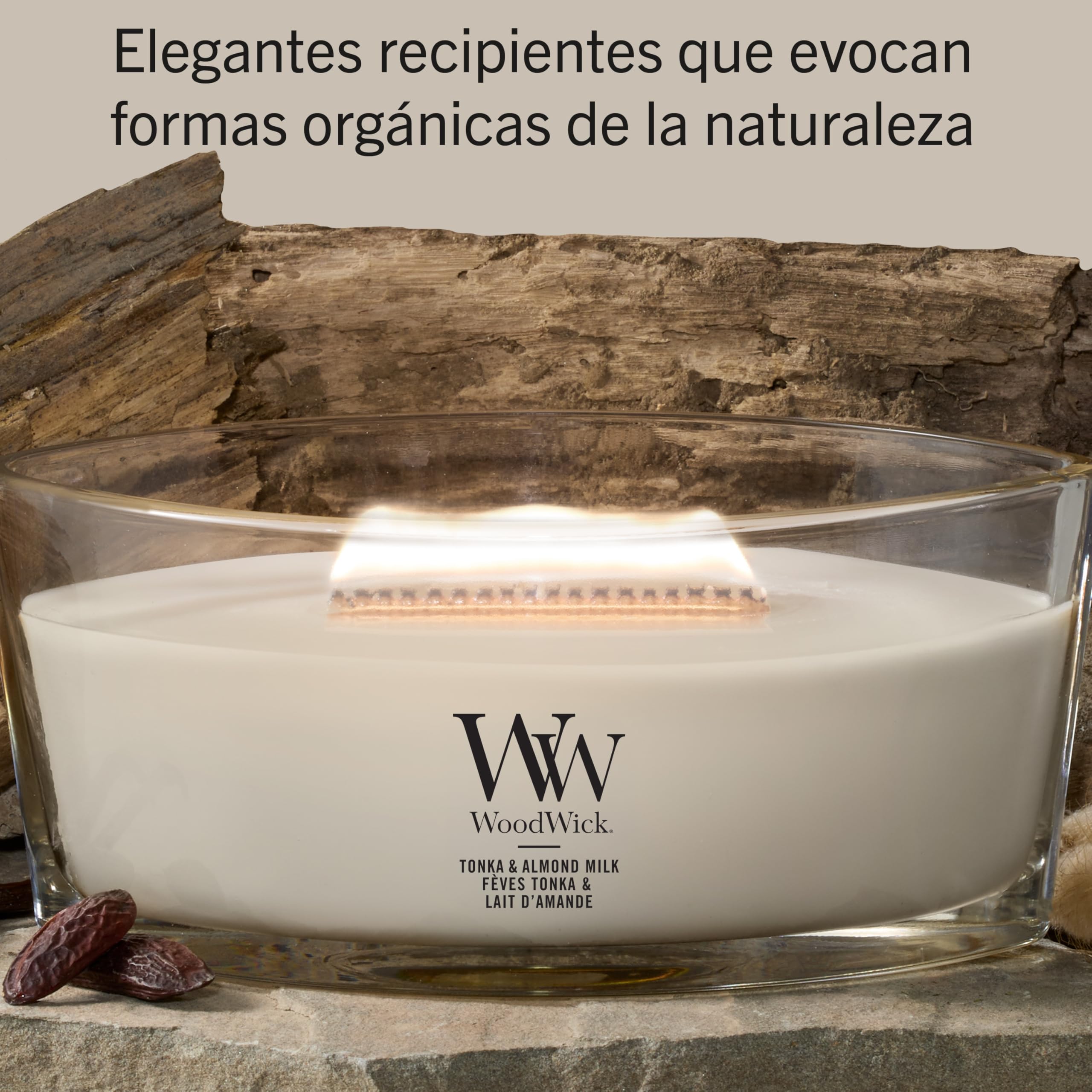 WoodWick | Świeca Elipse | Tonka & Mleko migdałowe | Świetny prezent dla kobiet