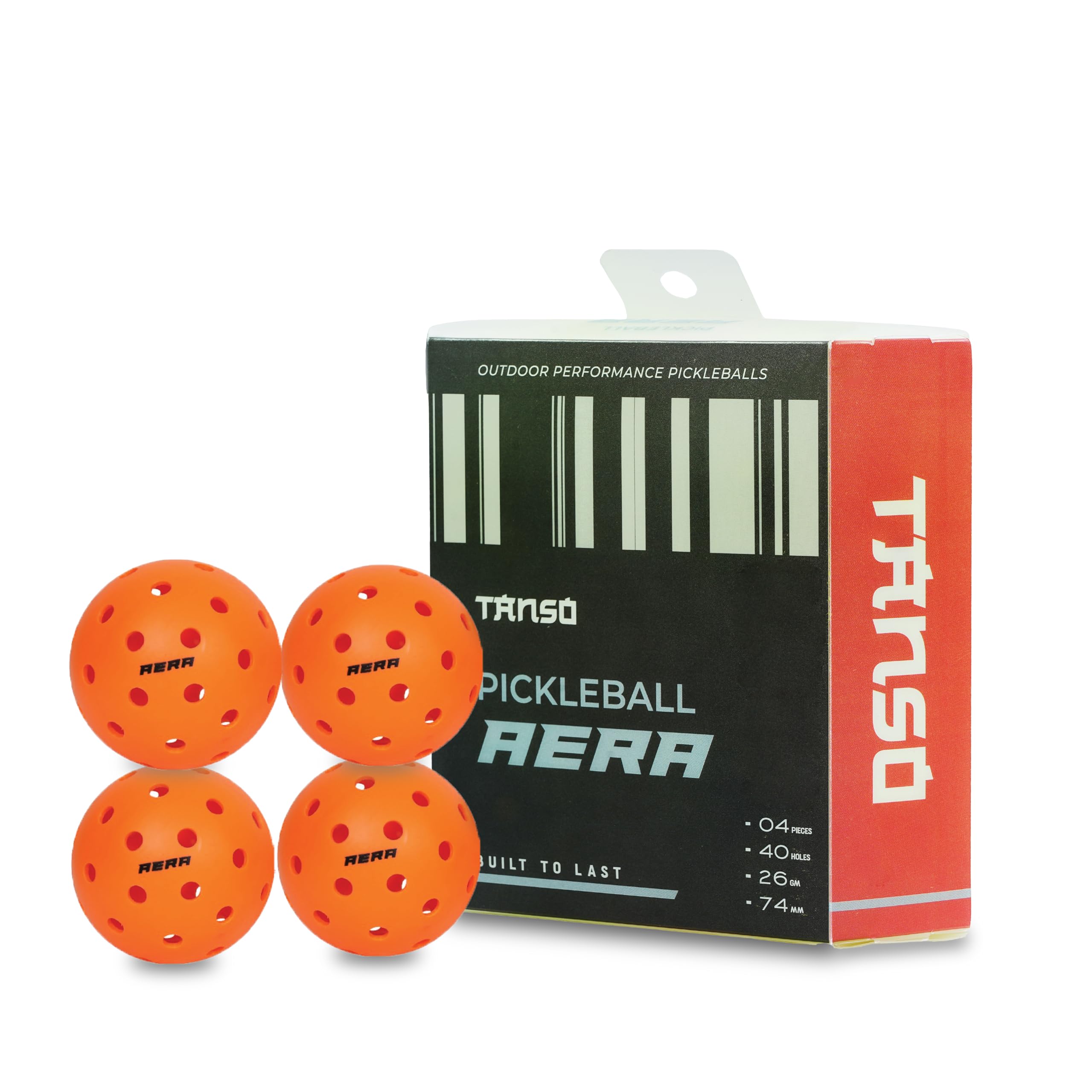 Tanso Aera Pickleball Balls for Outdoor Tournament Play (Pack of 4 pickleballs, 40 Precise Holes, Active Bounce, Durable with Less Abrasion, Orange Colour Pickleball Balls)-image-15