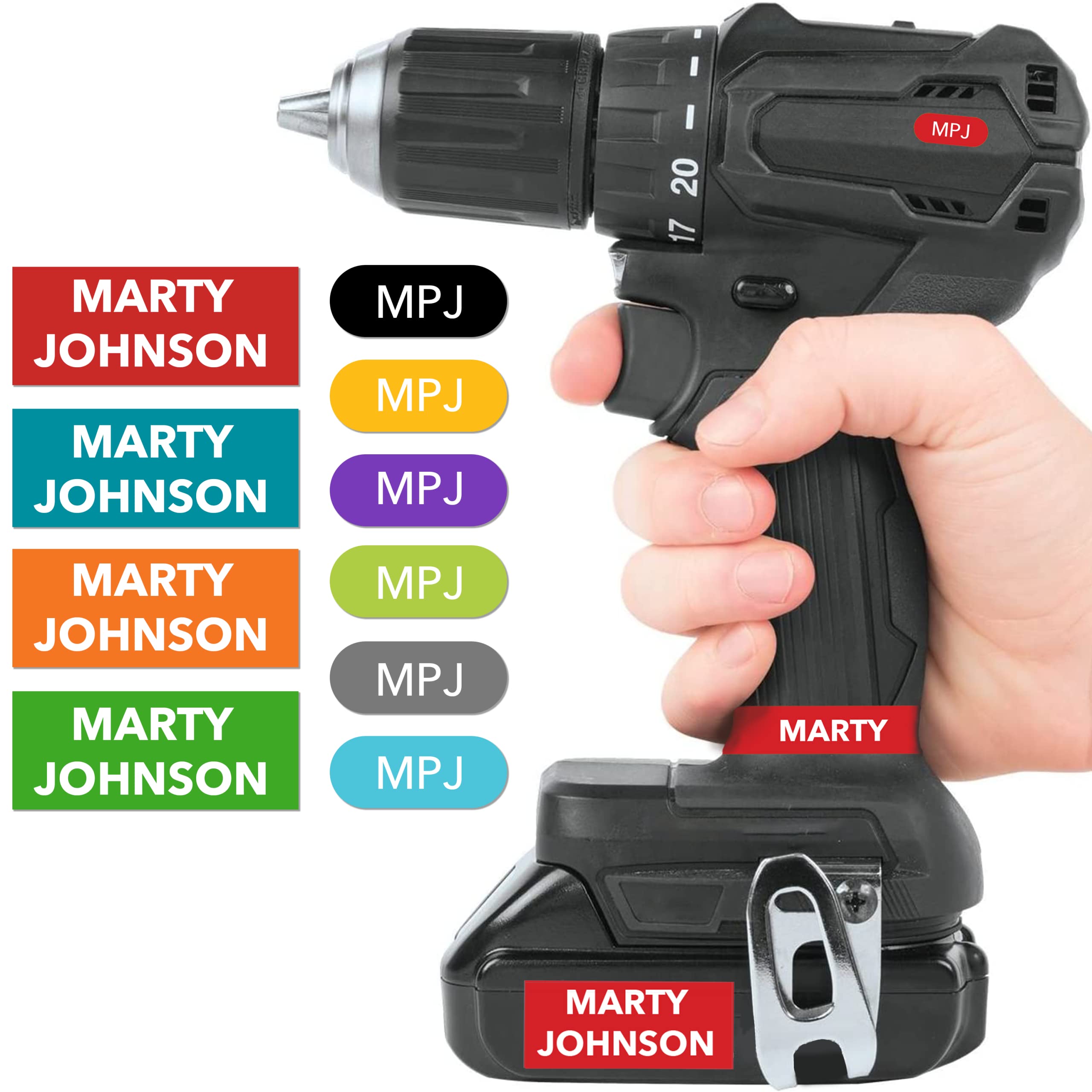 Custom Tool Name Labels - Personalized Name Stickers for Tools, Tool Boxes, Saws, Drills, Power Tools, etc. (64 Labels)