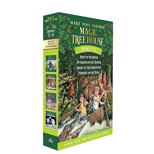 Magic Tree House Boxed Set, Books 5-8: Night of the Ninjas, Afternoon on the Amazon, Sunset of the Sabertooth, and Midnight on the Moon