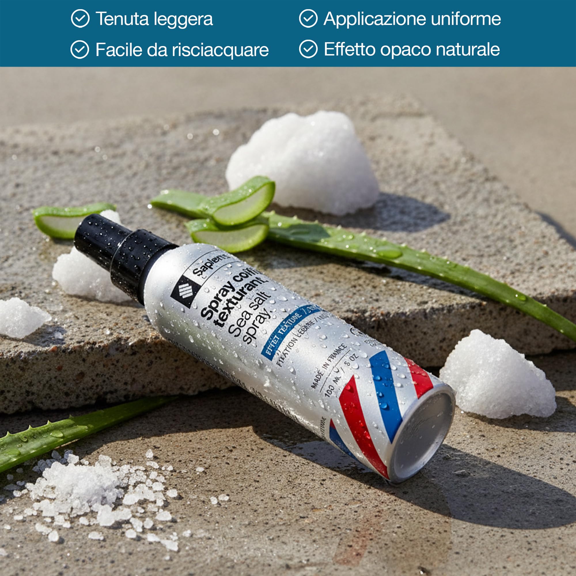 Sapiens Spray al Sale Marino per Capelli 150ml | Testurizzante e Volumizzante - Certificato BIO - Arricchito con Cheratina - Profumo Marino - Prodotto in Francia