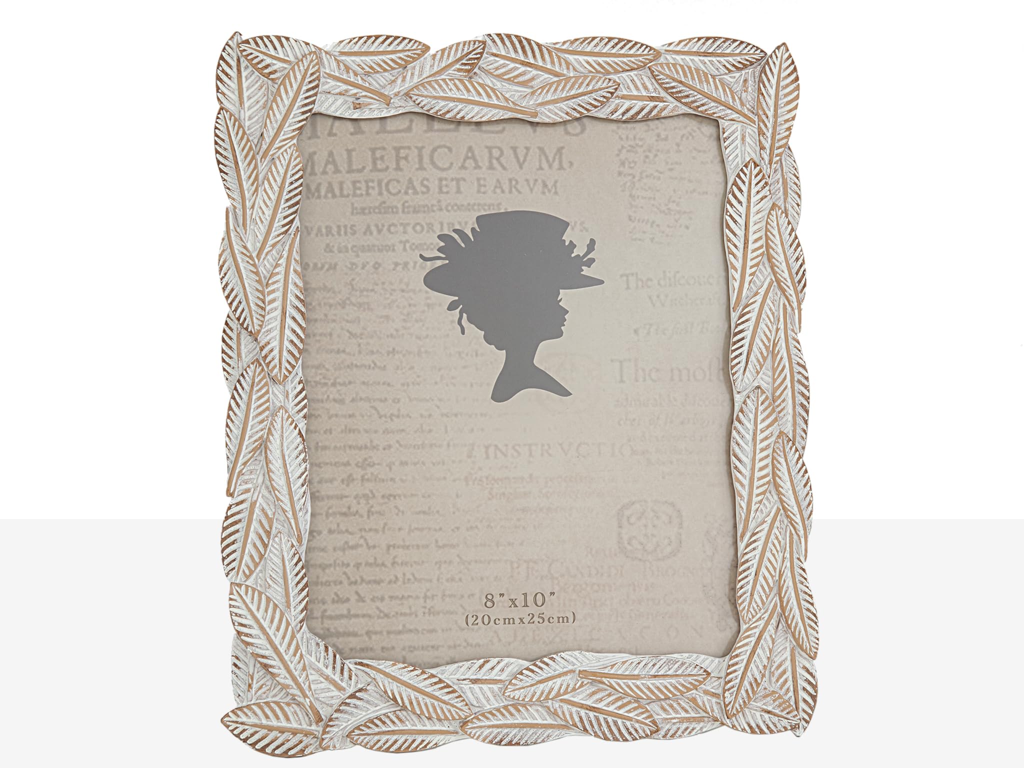 Porte-photo résine crème feuilles pour habiller votre buffet de salon