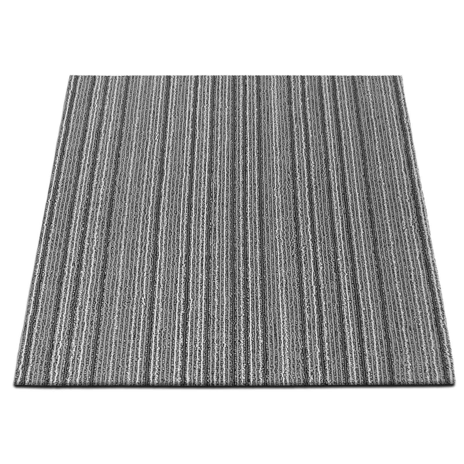 casa pura Design Teppichfliesen Venice 50x50 cm selbstliegend - 1 m² Set - strapazierfähiger Teppich Bodenbelag mit hochwertigem Schlingenflor - antistatisch mit Bitumen Rücken (Grau, 24 Stück)