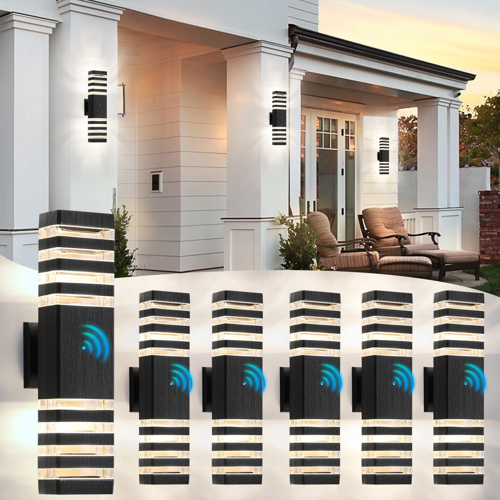 ZSMAIKU 18.3 Inches Dusk to Dawn Outdoor Lighting,Up and Down Exterior Light Fixtures with 4 * 7W LED Bulbs,Waterproof Modern Long Outdoor Wall Light,