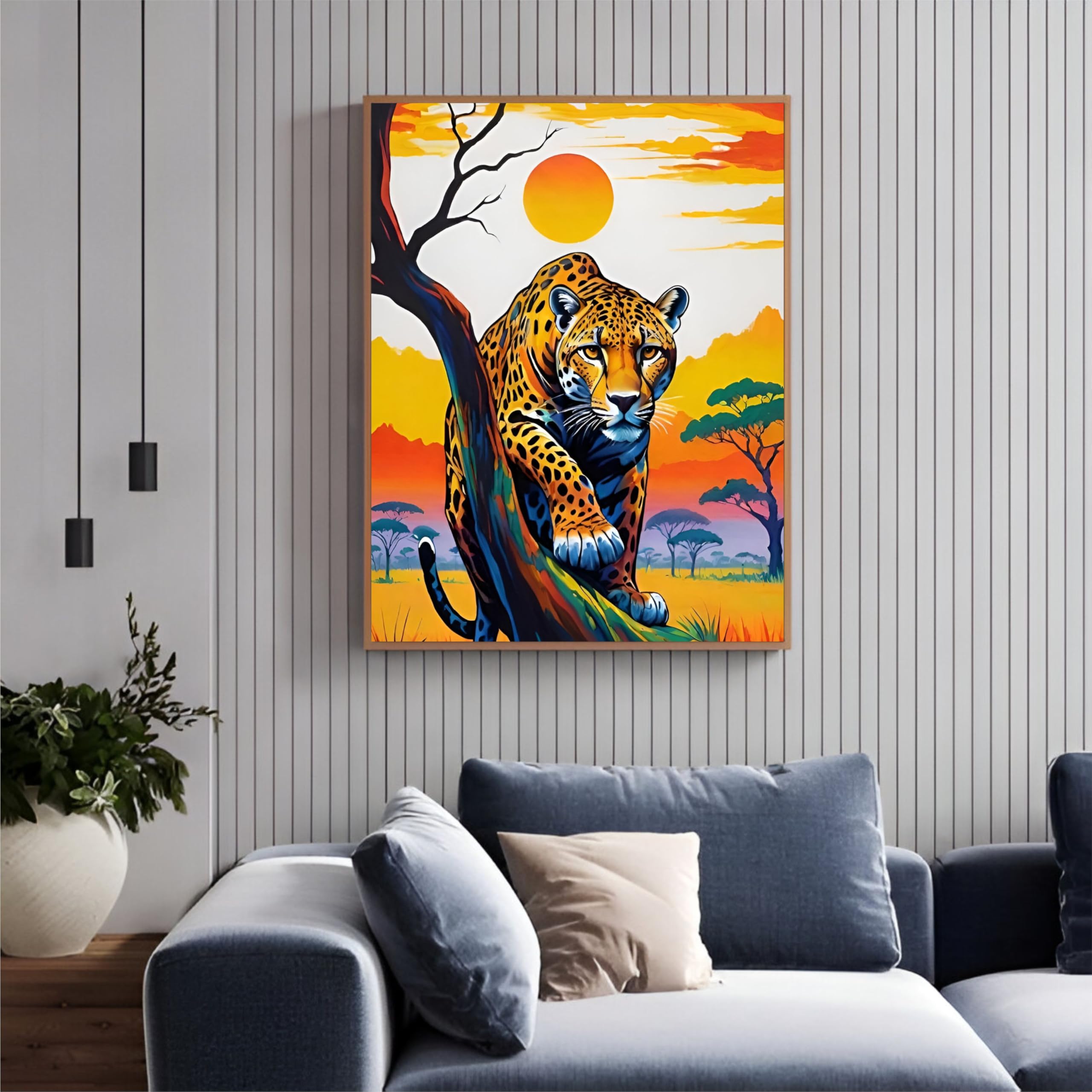 Vrinda Painting - Bengal Tiger Art Painting on Canvas, Wall Art for Living Room, Bedroom, Dining Room, Office Decor (Canvas, 34x46 Inch)