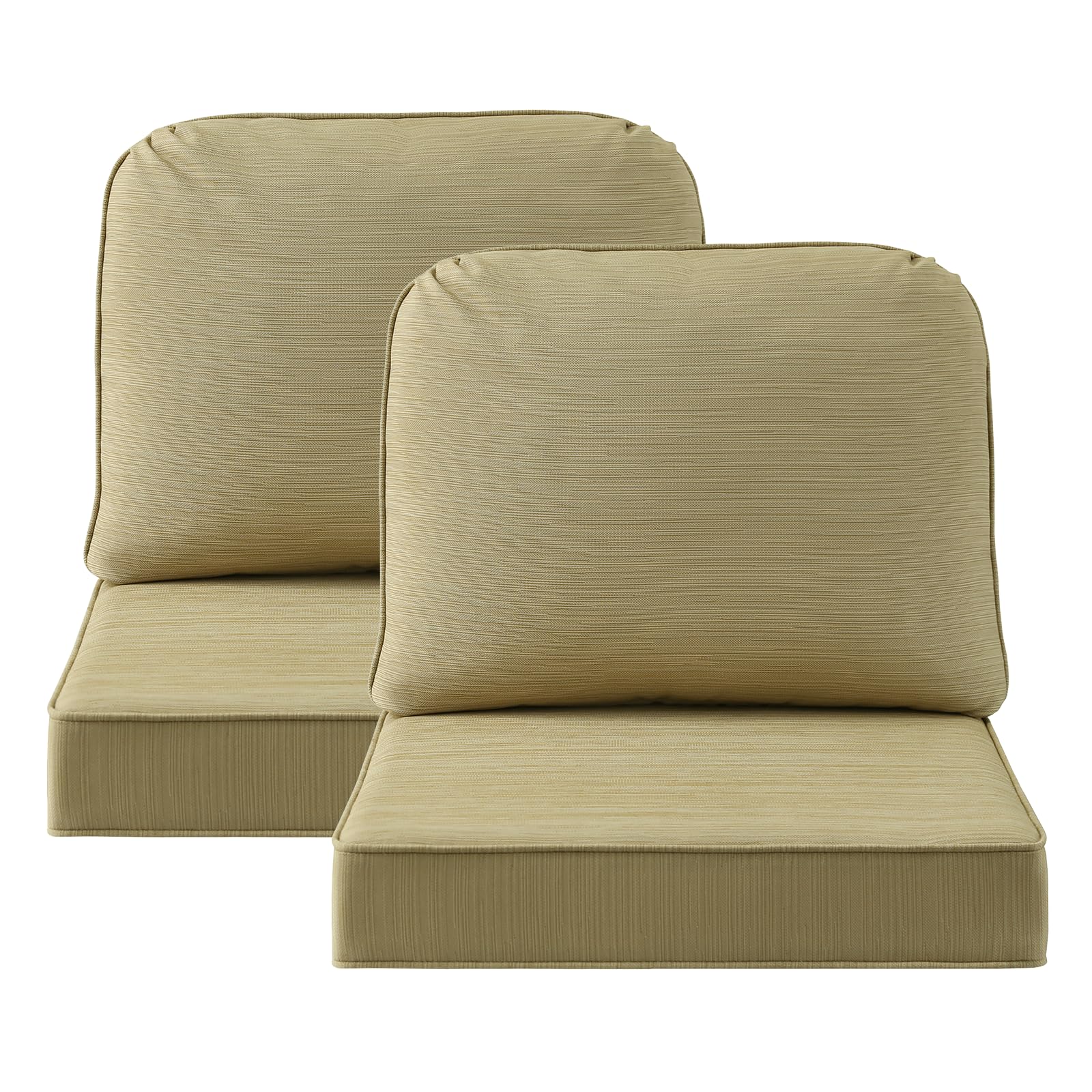 Supdurplus Outdoor Cushions for Patio Furniture Set of 2, 24"x24" Water Repellent Chair Cushions Removable Seat Bottom & Back Cushion Covers for Chair