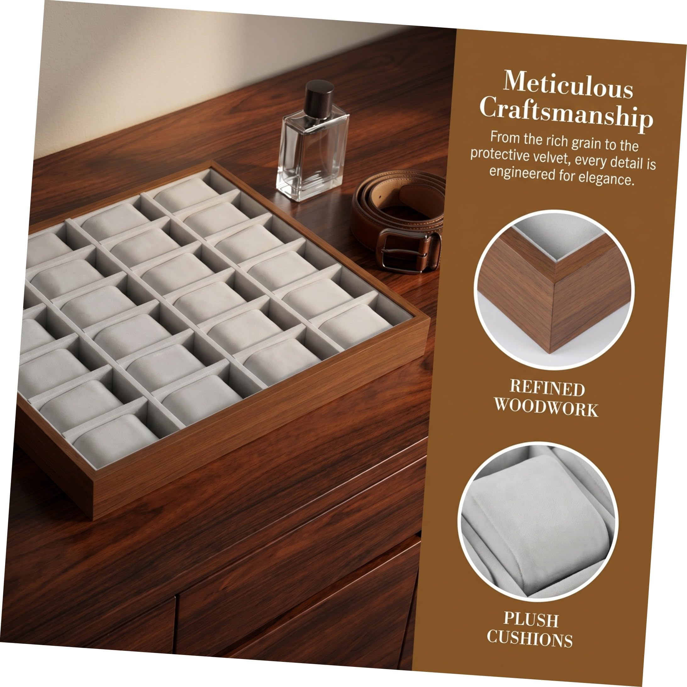 Adorainbow Holz Uhrenbox Slots Uhrenaufbewahrungskasten Langlebig Elegantes Design für Männer und Frauen Stilvoller Uhrenhalter als Geschenk und Schmuckkästchen Organizer