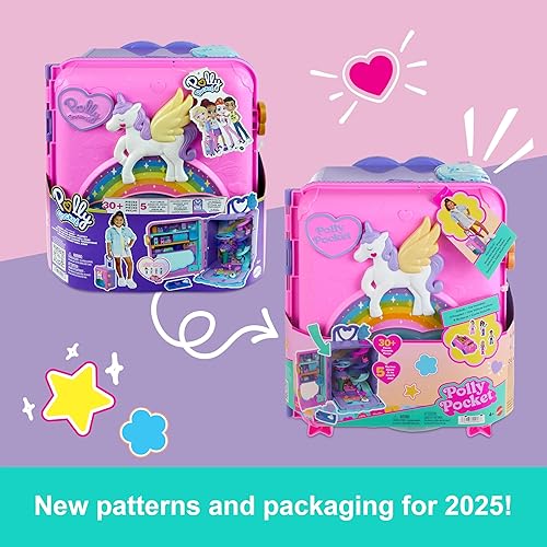 Miniatura 8 de Polly Pocket Muñecas, juegos y juguetes de viaje, 4 muñecas, 1 vehículo, más de 25 accesorios, Resort Roll Away