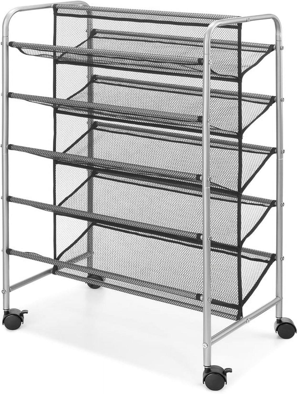 Shoe rack metal mesh 5 tiers, gray, ZRF-25