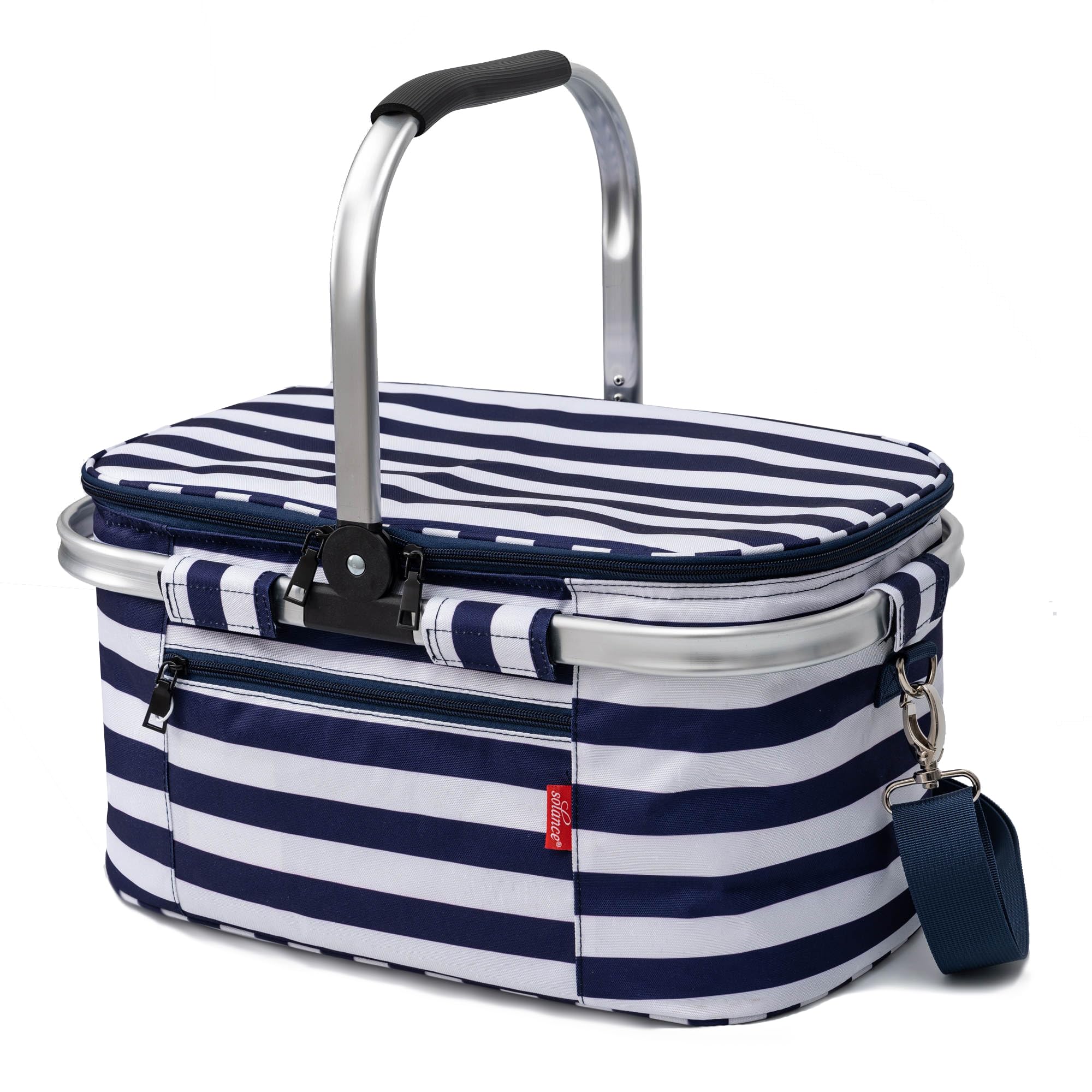 Solance - Foldable Waterproof Large Picnic, Shopping or Cooler Basket with Strap - 30L