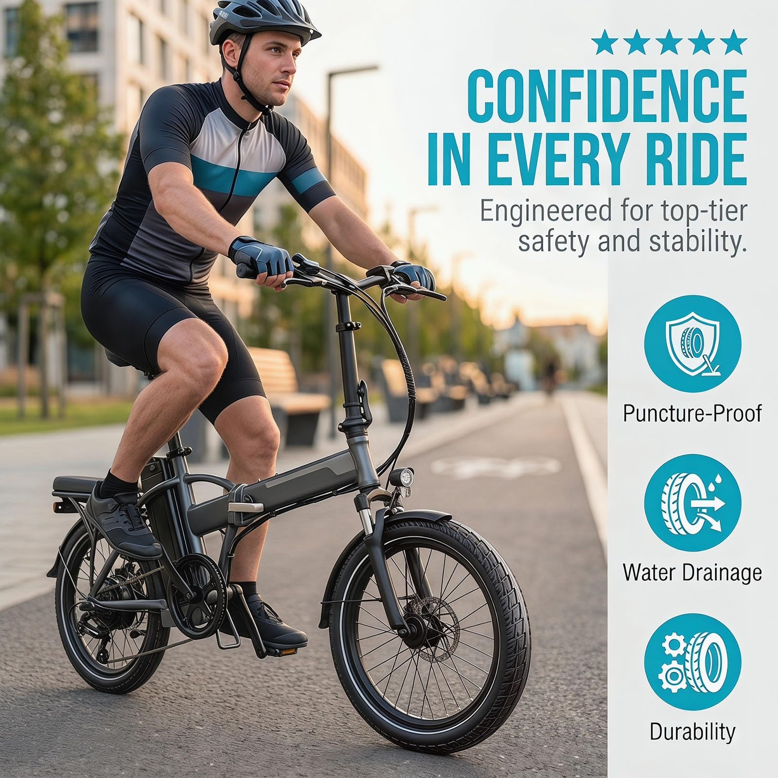 14x2.125 Opona Bezdętkowa, 14x2.125 Opona Całoroczna Odporna na Przebicie do Rowerów Elektrycznych, Składanych Rowerów Elektrycznych, Hulajnóg Elektrycznych(1PC)