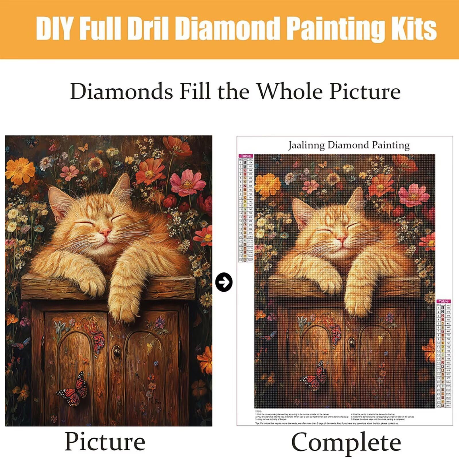Diamond Painting Kit Completo, Diamond Painting Gatto, 5D Quadrato Pittura Diamante Kit Manualidades Adultos DIY Diamantini Crystal Art Disegni Ricamo Punto Croce Artigianale, 60x90cm Fiori j0-621