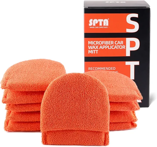 SPTA Microfiber applicator pad, Microfiber Sponge, 10Pcs Ultra-Soft Microfiber Wax Applicator Pads, Cleaning Pads with Finger Pocket Wax Applicator for Applying Wax, Sealants
