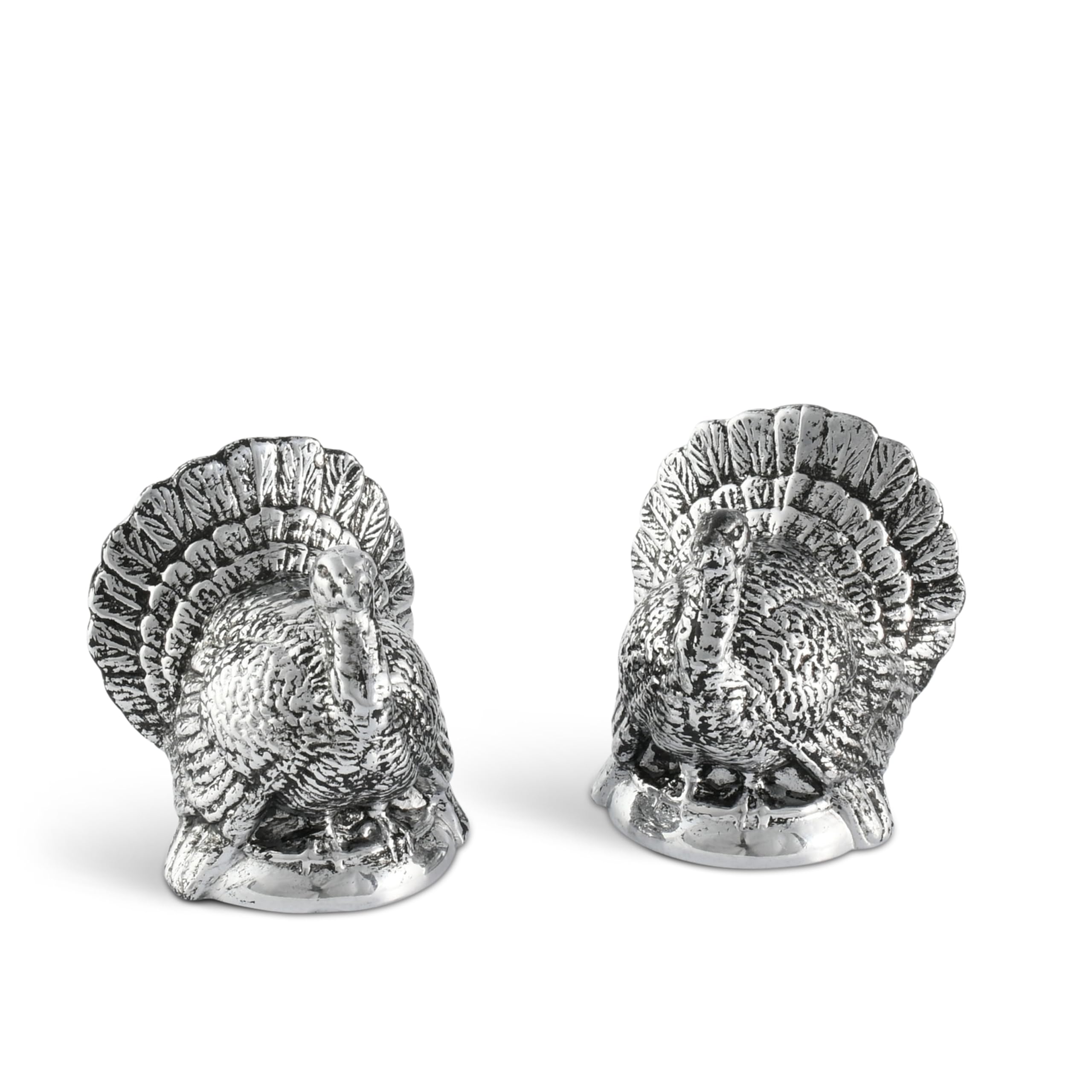 Arthur Court Turkey Salt and Pepper Shaker Aluminum Metal 2.25 inches Tall - Perfect for your Thanksgiving table