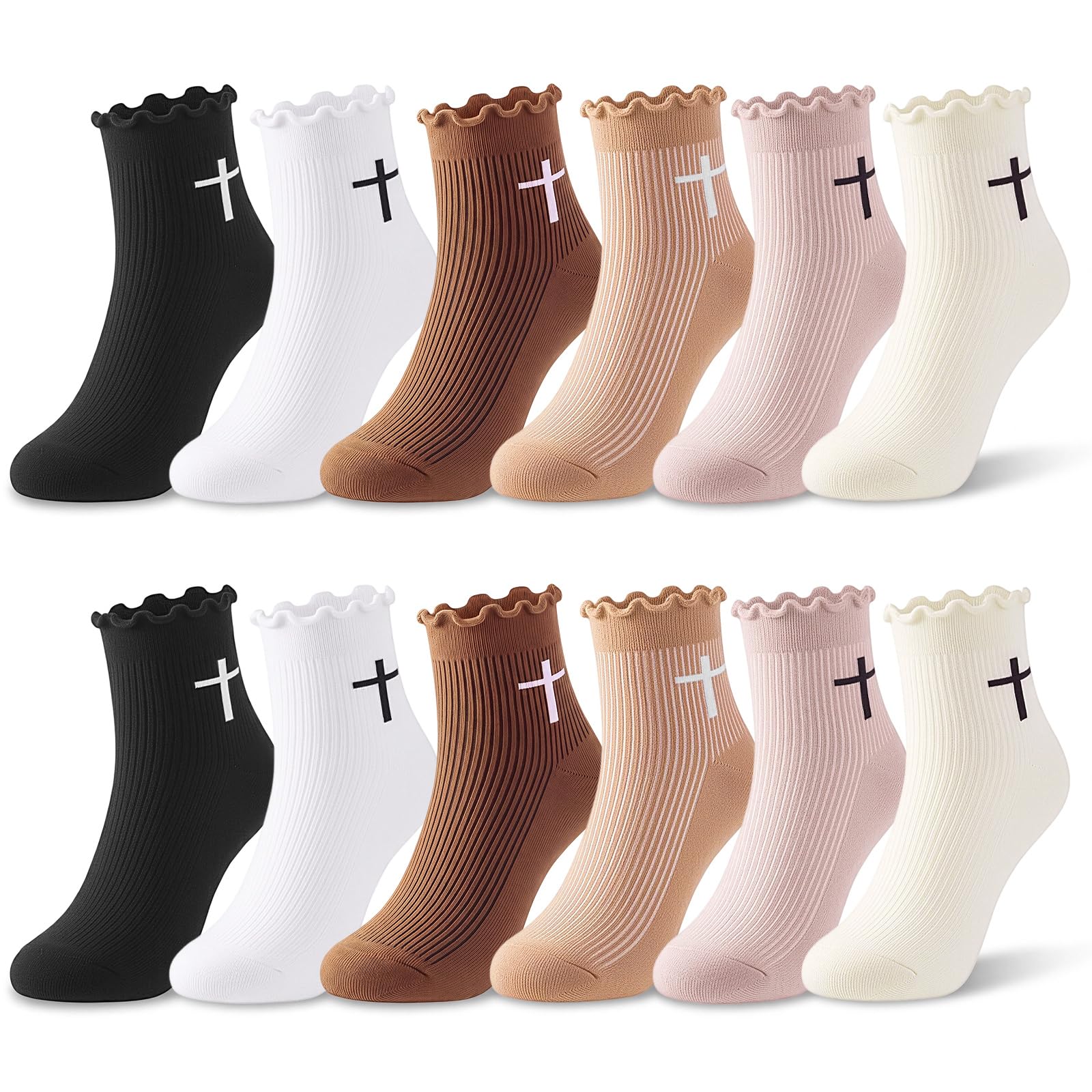 6 Pairs Christian Socks Cross Socks for Women, Christian Gift