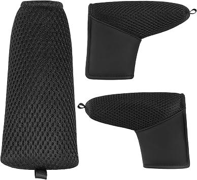 Golf Blade Ping-type Putter Head Cover Light Weight Magnetic/Magictape Closure Black Pu Leather and Meshy Golf Club Protector Fit for Scotty Taylormade Odyssey