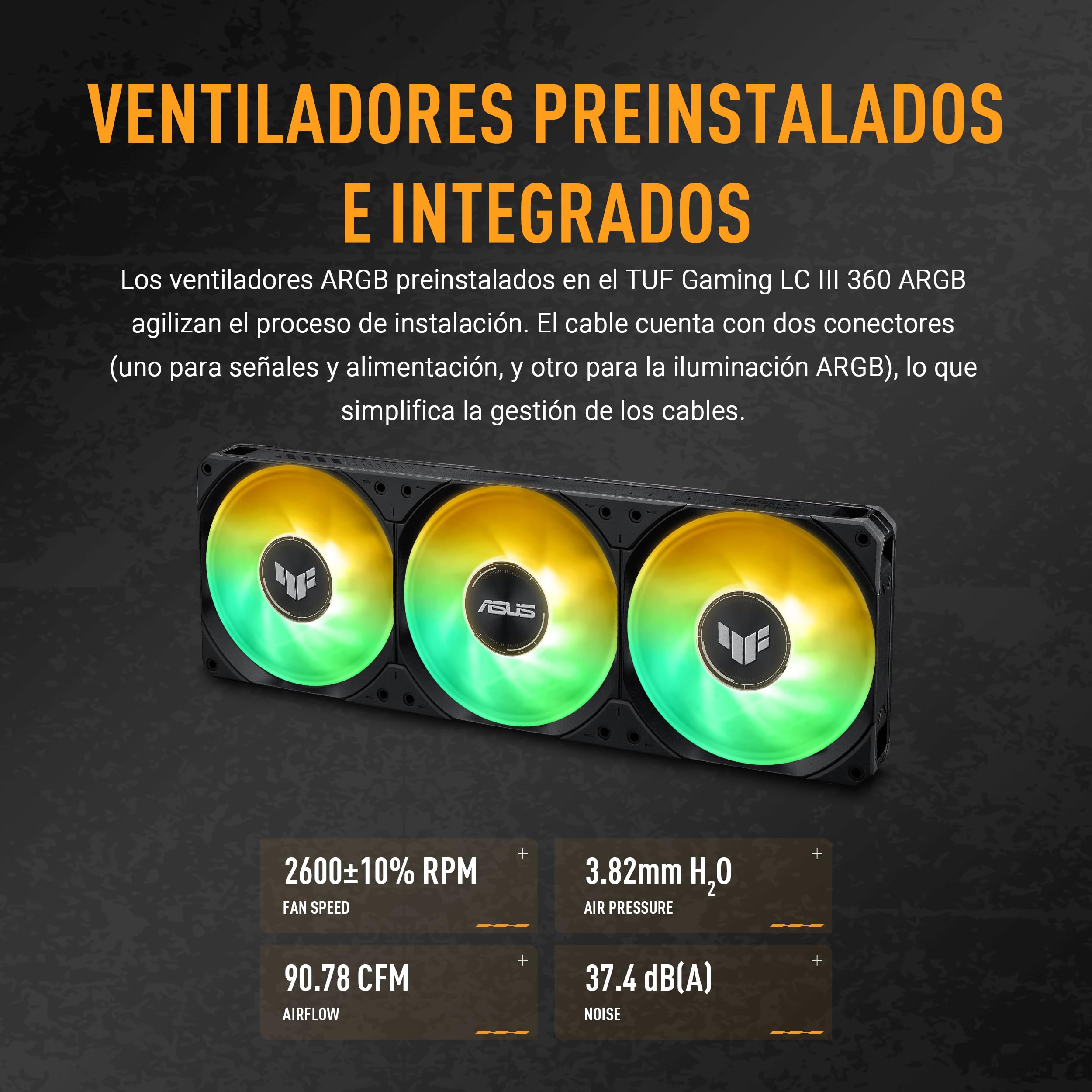 ASUS TUF Gaming LC III 360 ARGB - Sistema de refrigeración líquida todo en uno para CPU con tres ventiladores preinstalados, bomba eficiente para asegurar temperaturas de funcionamiento óptimas