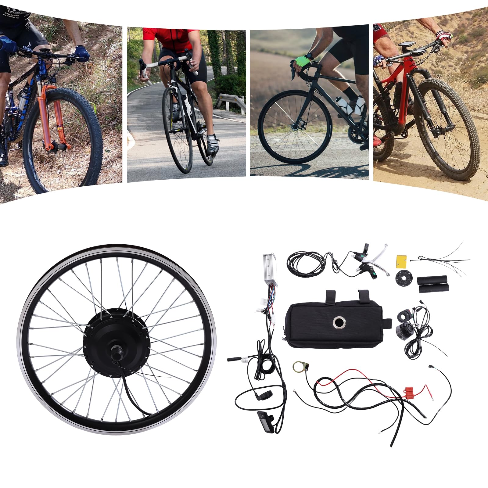 Kit de conversion de vélo électrique 20", roue avant de 36 V, 350 W, moteur à moyeu sans balais, écran LCD pour vitesse et portée, kit de conversion de vélo électrique pour les déplacements et