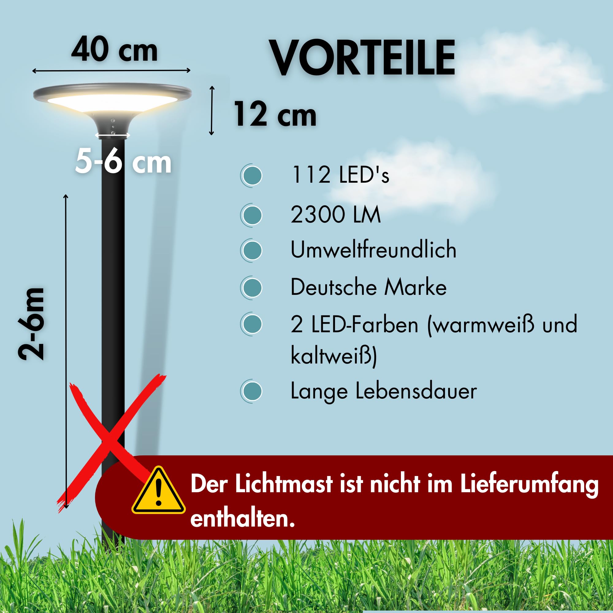 Solar Straßenlaterne 200W, 2300LM Solarleuchten 360° Superhelle Solarlampen für Außen, 2 LED-Farben Solar Strahler Wasserdichte Garten Sicherheitleuchte stehend für Outdoor (ohne Lichtmast)