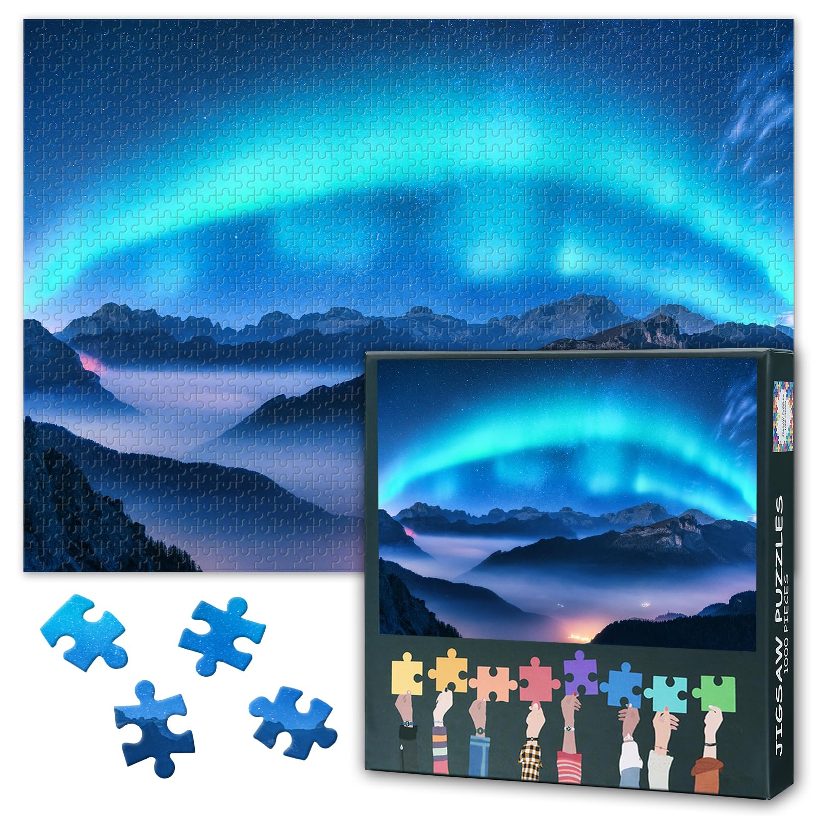 Aurora Puzzles for Adults 1000 Pieces, Aurora Borealis Jigsaw Puzzles, Sky Stars Adult Puzzle for Adults, Educational Fun Games or Toys for Elders Friends 20X27 INCH โ image 1