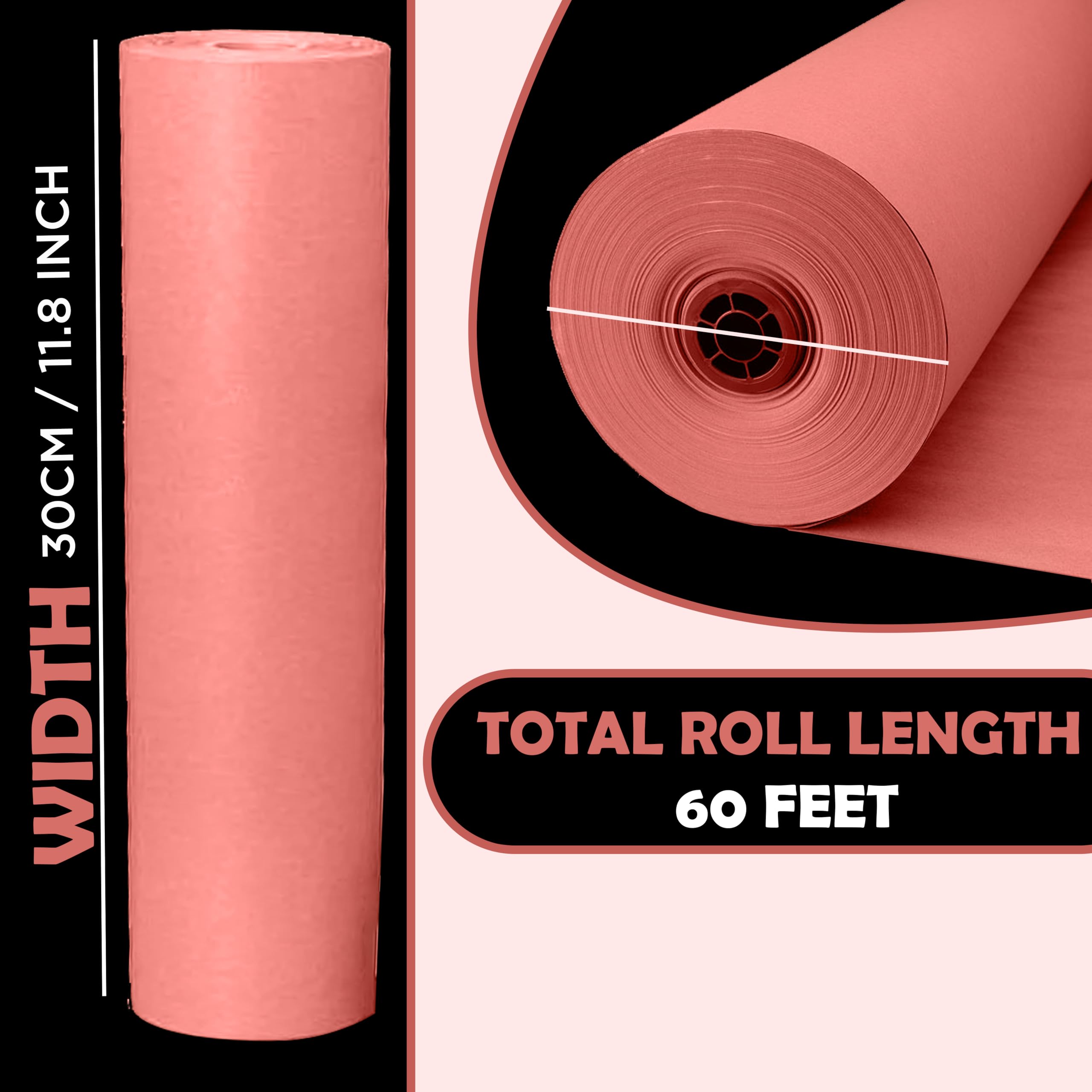 Rouleau de papier de boucher rose pour fumer de la viande – 76 cm x 18 m – Papier cadeau non blanchi de qualité alimentaire pour barbecue, four et fumoir de fosse.