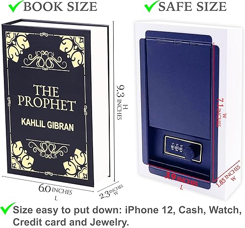 Miniatura 8 de The Prophet Diversion - Caja fuerte con páginas reales, almacenamiento secreto secreto oculto, pequeña caja fuerte con cerradura de llave, caja de