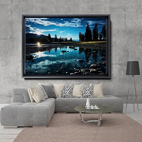 Miniatura 3 de Cool Wall Art Landscape Mountains Nature print Prints Minimalist Modern Home Artwork Decoration Night Sky With Stars, Framed Canvas Print