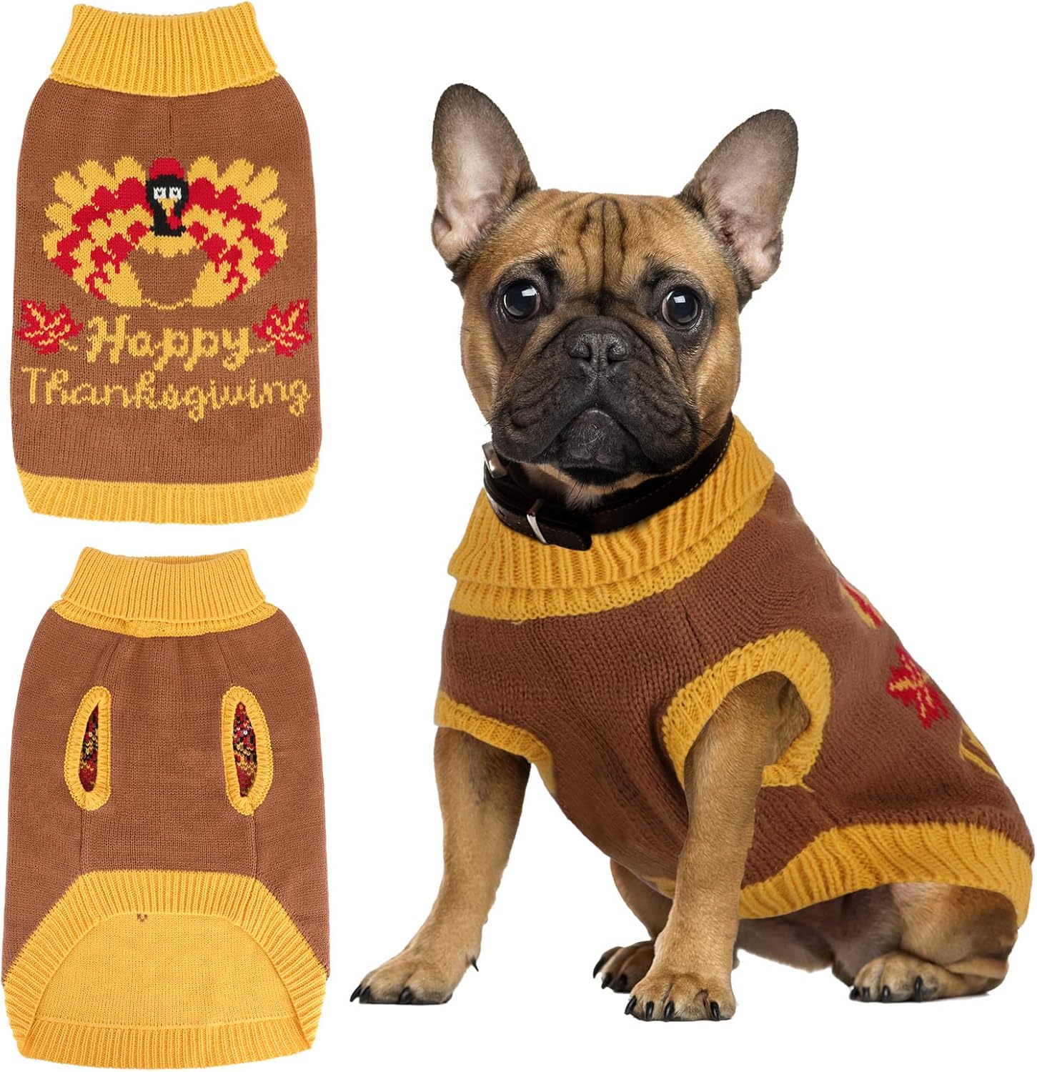 YUEPET Thanksgiving Dog Sweater with Turkey Pattern