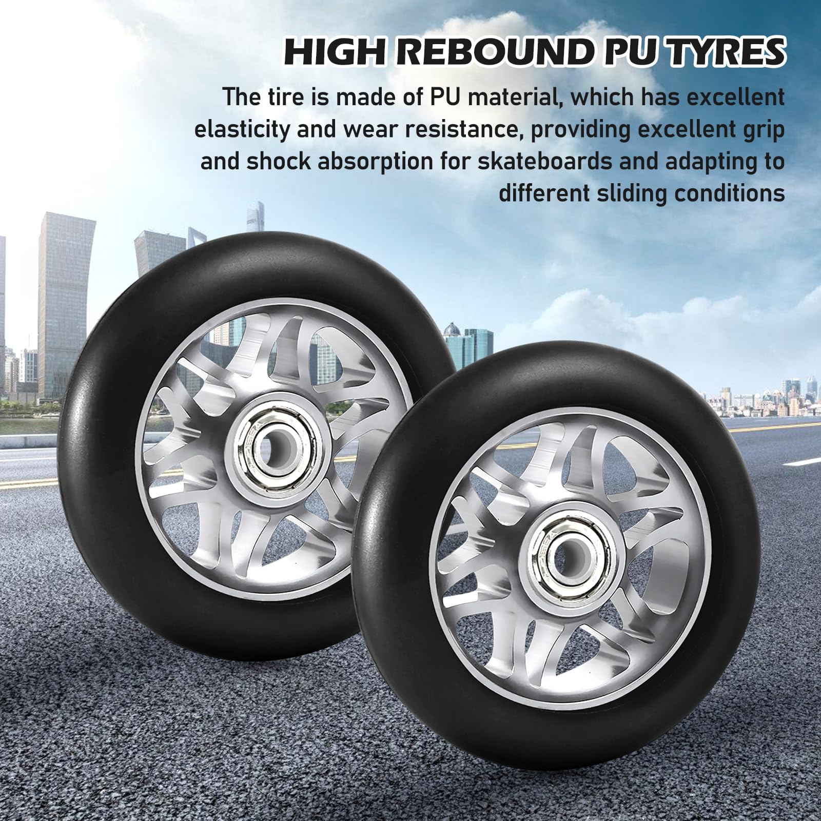 2 Ruote Per Scooter Freestyle - 100mm X 24mm, In Alluminio E PU, Portata 600kg - Foto 7