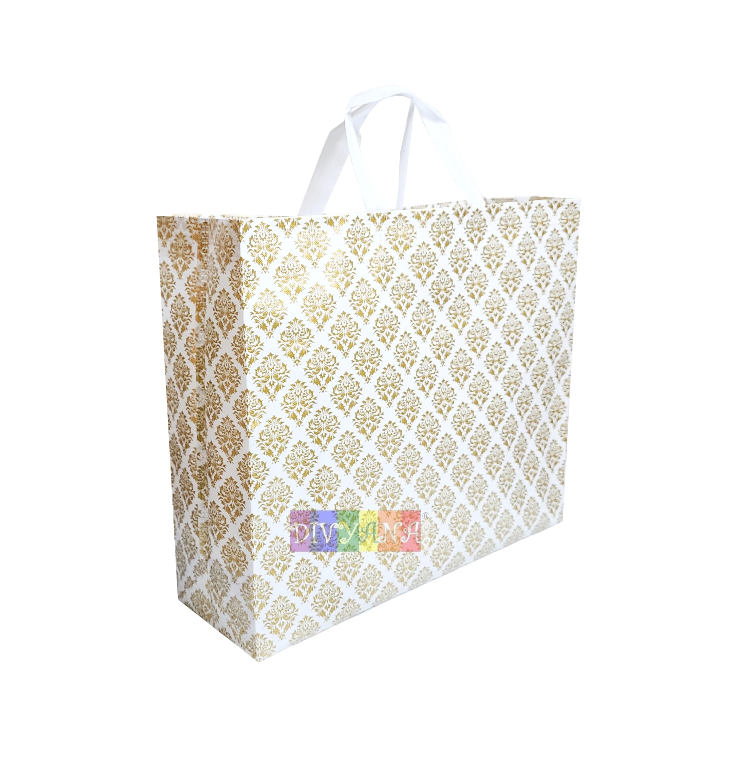 See full amazon price history chart for DIVYANA Multipurpose X Large Printed Gift Bags, 17x5x14 inch, White Golden, Pack of 15 Pcs DIVYANA Multipurpose X Large Printed Gift Bags, 17x5x14 inch, White Golden, Pack of 15 Pcs (B0BQ7JYC2G) Amazon Price History, Amazon Price Tracker