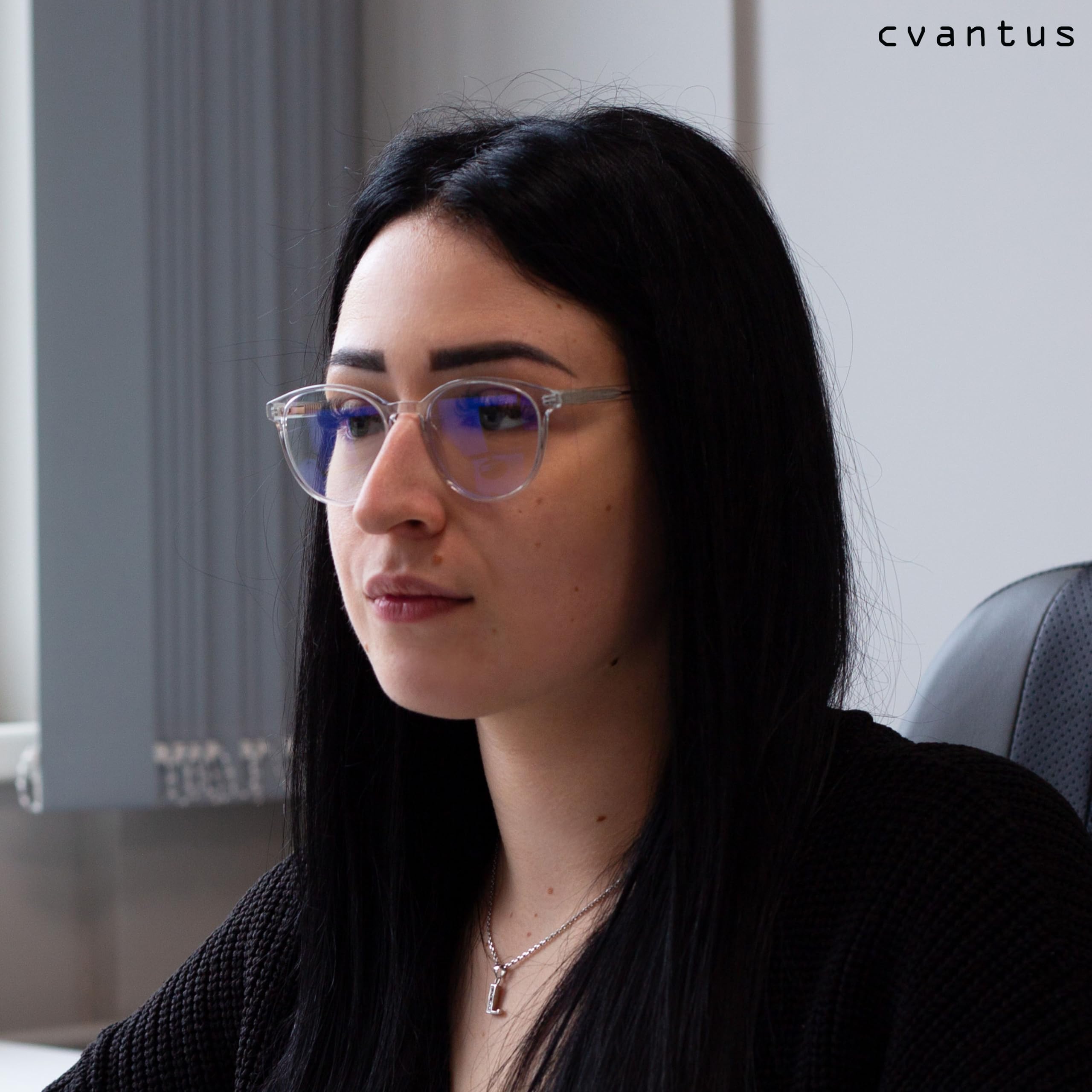 Cvantus Premium Blaulichtfilter Brille Herren & Damen | Blaulicht- & UV-Blocker, Antireflex, Antistatisch | Durchsichtig Blaulichtfilter Brille Rund | Verschreibungsqualität - Hergestellt von Optikern