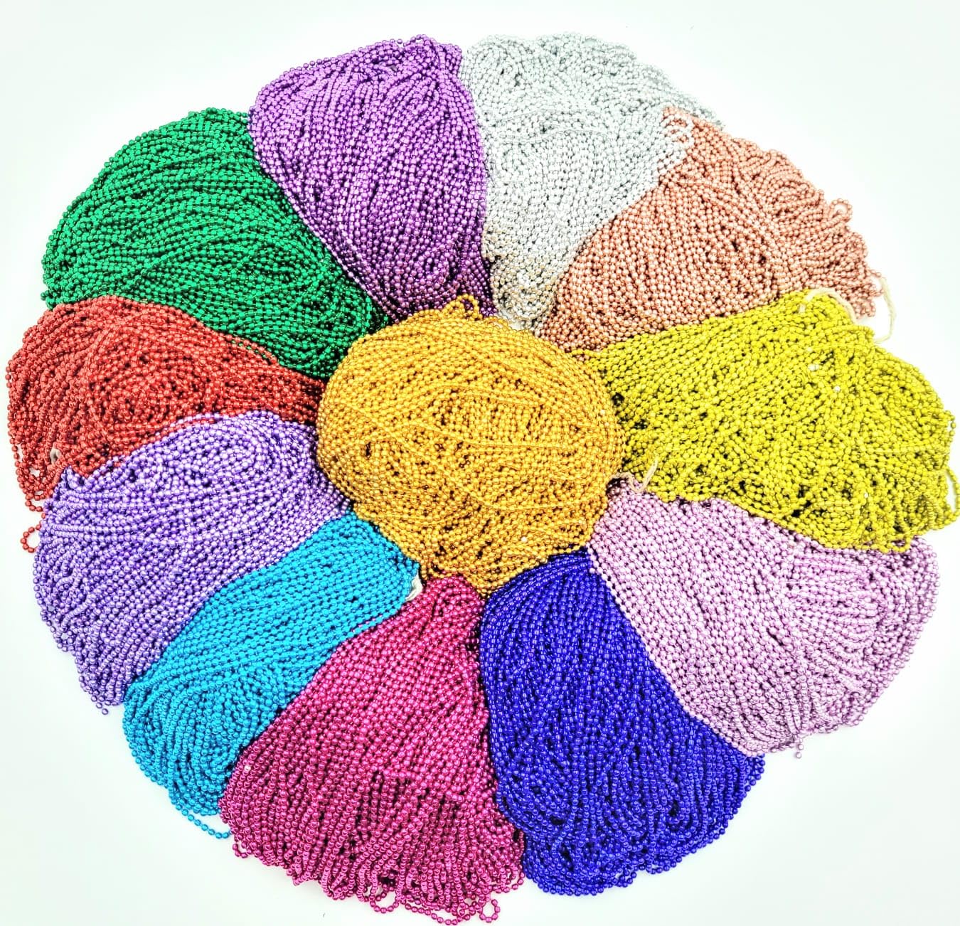 Jewellery Making Plastic Ball Chain Set of 12 Multi Colour, 2 Meter Each Colour, Ball Chains forAari Work, Art & Craft Making & Decoration, Decorating Idols (12 Multicolor Ball Chain)-image-44