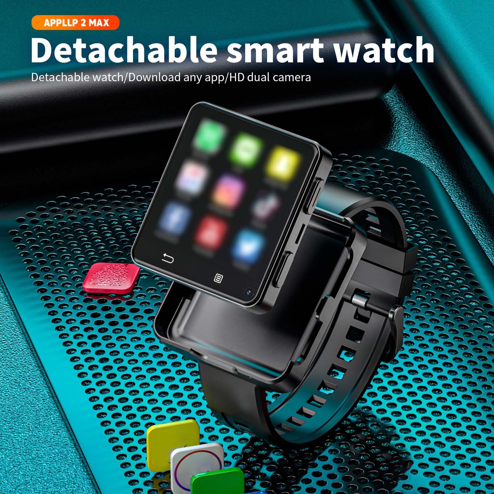 Aoresac wasserdichte Smartwatch mit 2,64-Zoll-Touchscreen, GPS und BT, Schrittzähler, für Navigation und Musik, 4 GB + 64 GB Speicher
