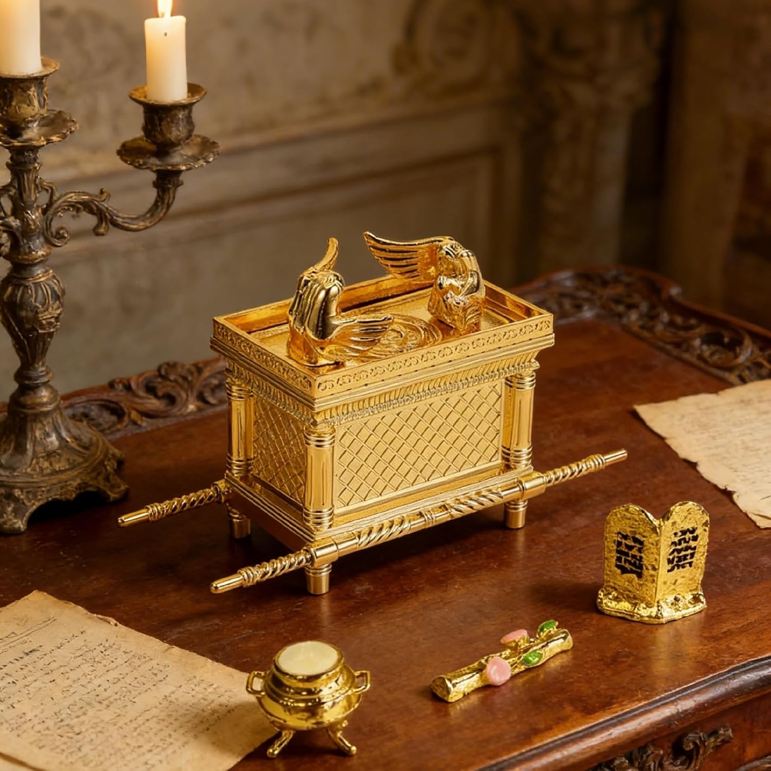 1Set Ark of The Covenant Tabernacle Model Kit Arca del Pacto Replica with Biblical Relic Details for Bible Study Decor Religious Collecting
