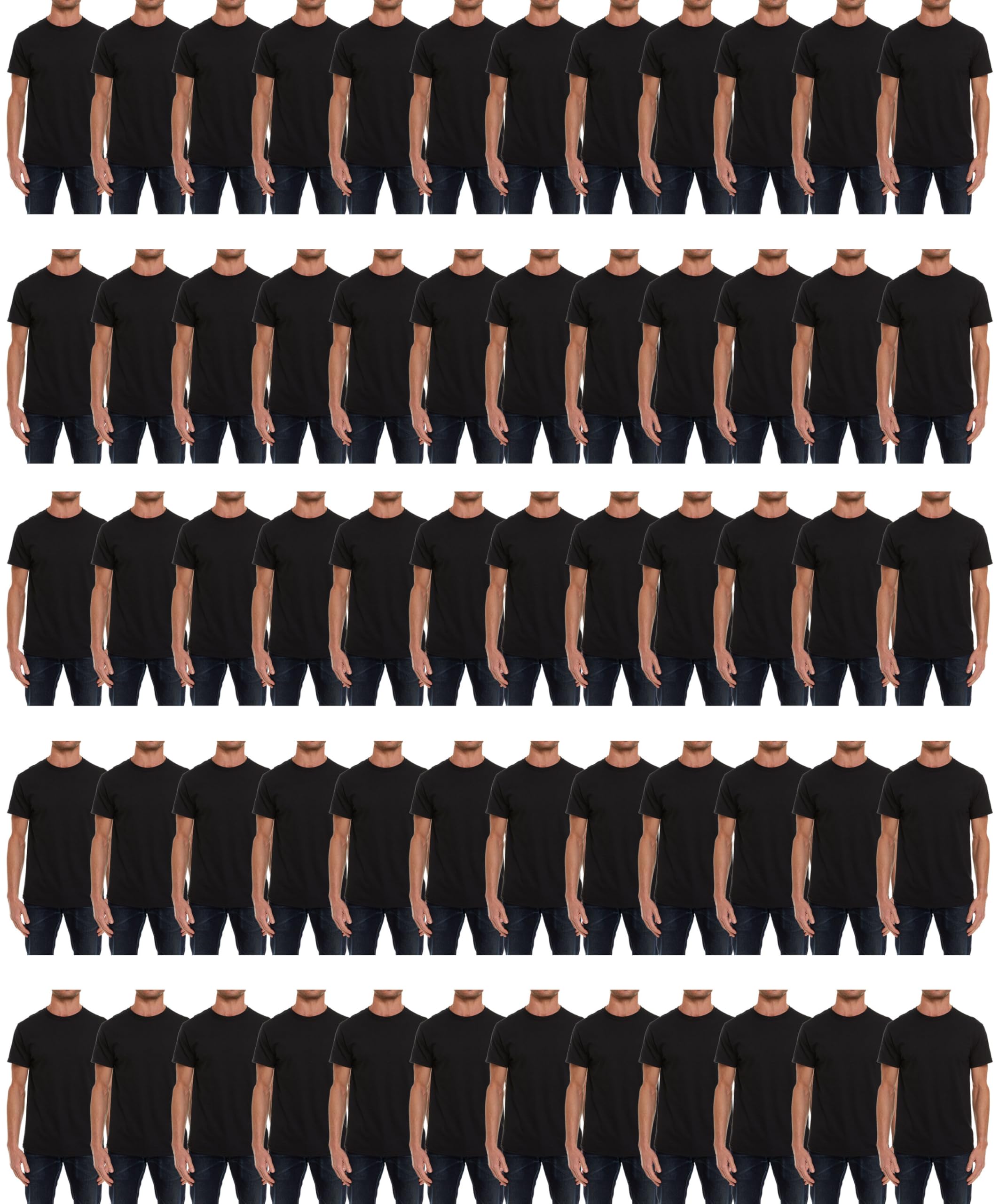 60 Pack of Mens T-Shirts – Wholesale Tees in Bulk, Multipack Cotton Crewneck T-Shirts for Men 6X-Large 60 Pack Black