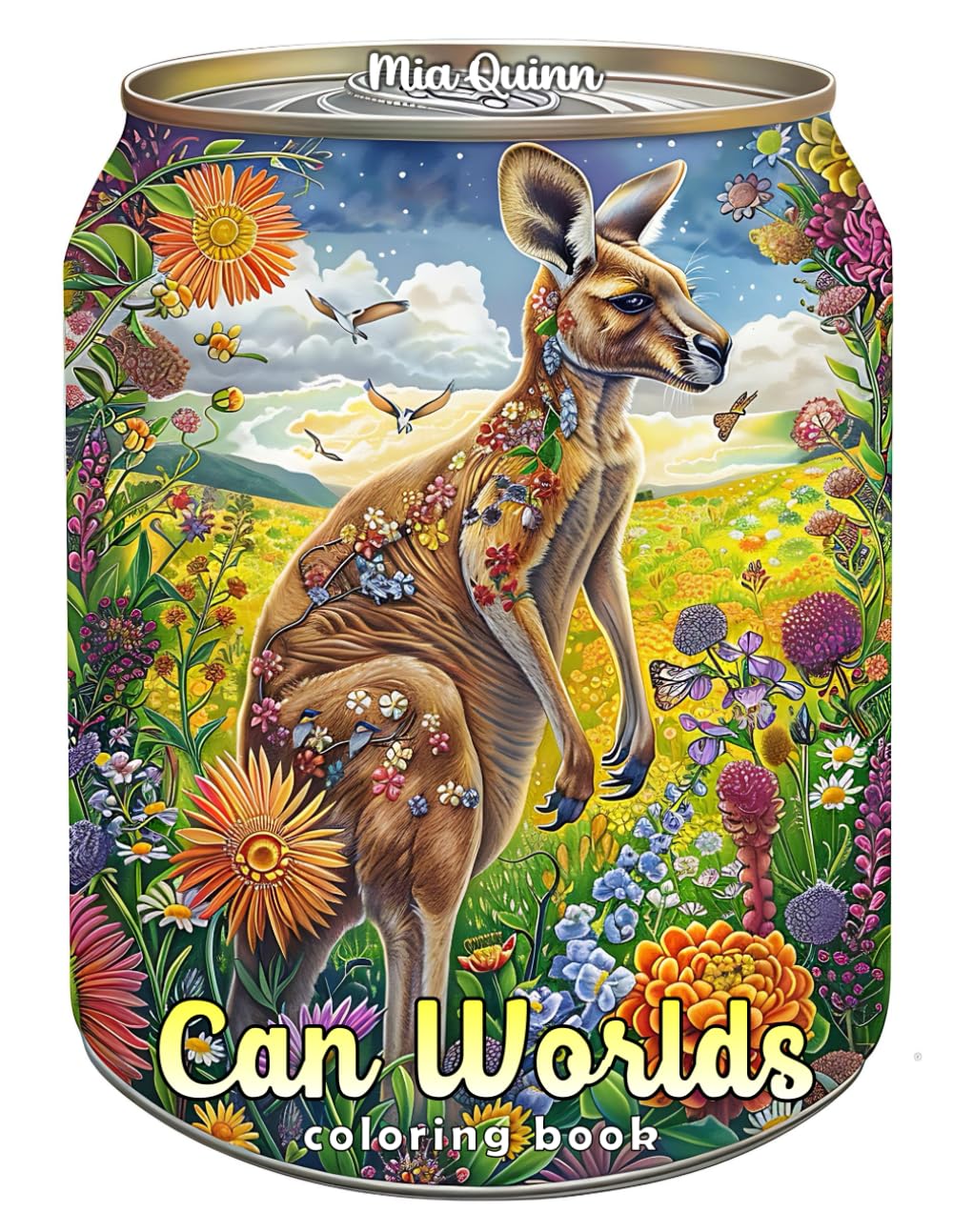 Can Worlds Coloring Book for Adults: 70 Grayscale Designs of Animals & Nature Bloom Inside Cans for Stress Relief & Relaxation (Magic Worlds Coloring Books)