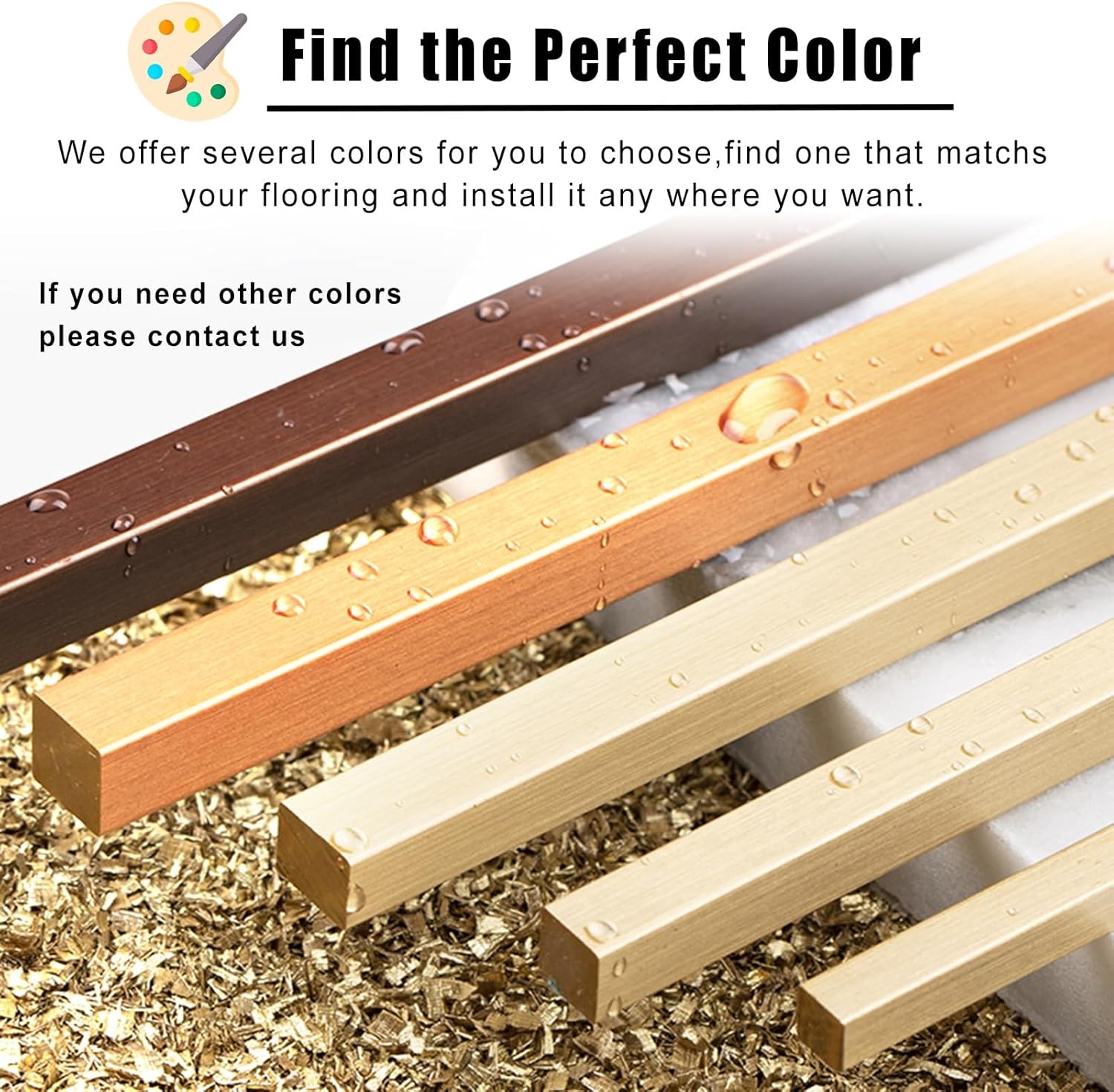 ARCVOX Brass Square Bar Flooring Transition Strips, Threshold Edging Trim Strip, Decorative Gap Covering Seam Binder, LVT/Vinyl/Tile/Wood/Laminate/Carpet (Size : 8x8mm)