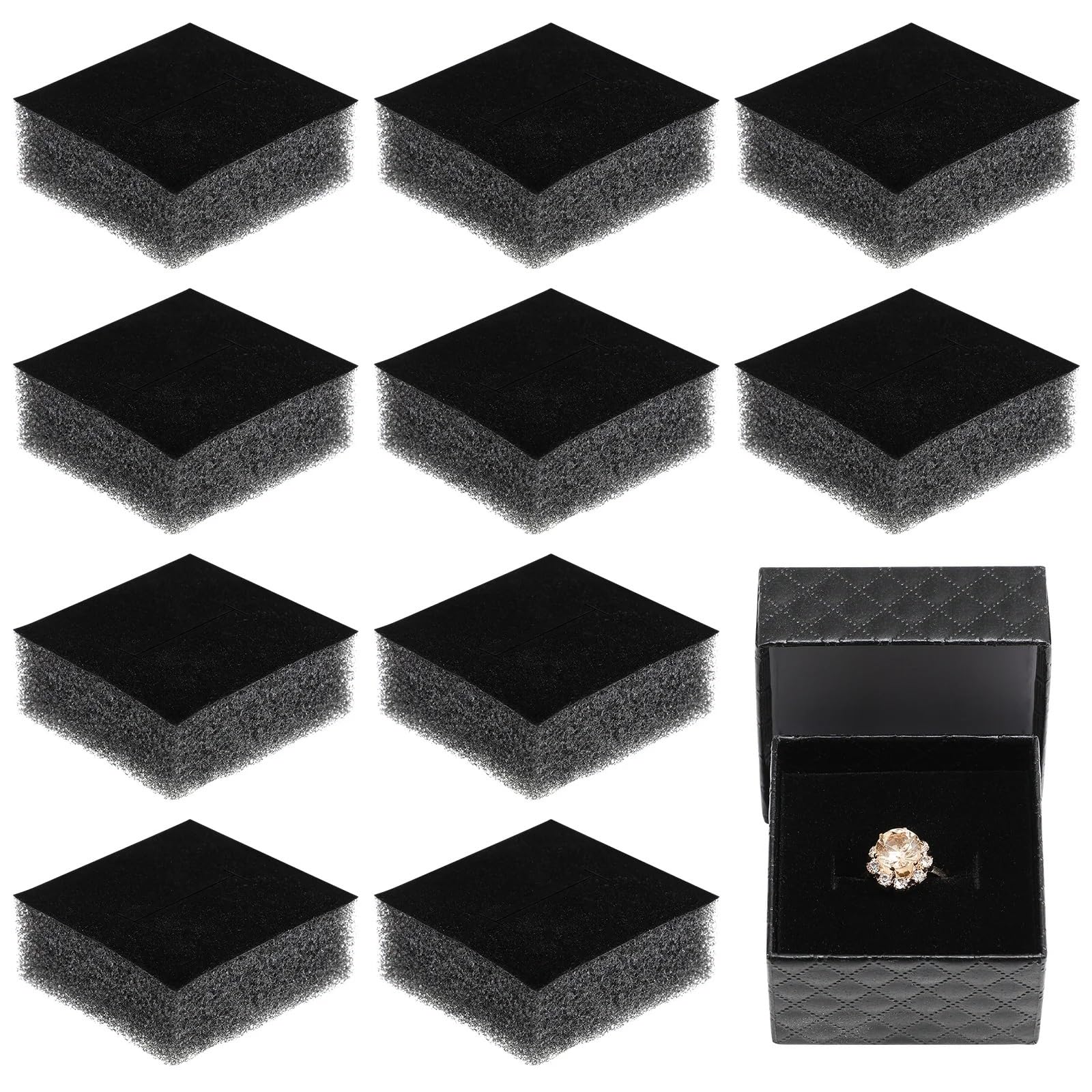 LSNNMU 20Pcs Ring Earring Display Organizer Tray Stackable Jewelry Storage Insert Box Sponge Cushion For Jewelry(4.5X4.5X2CM)