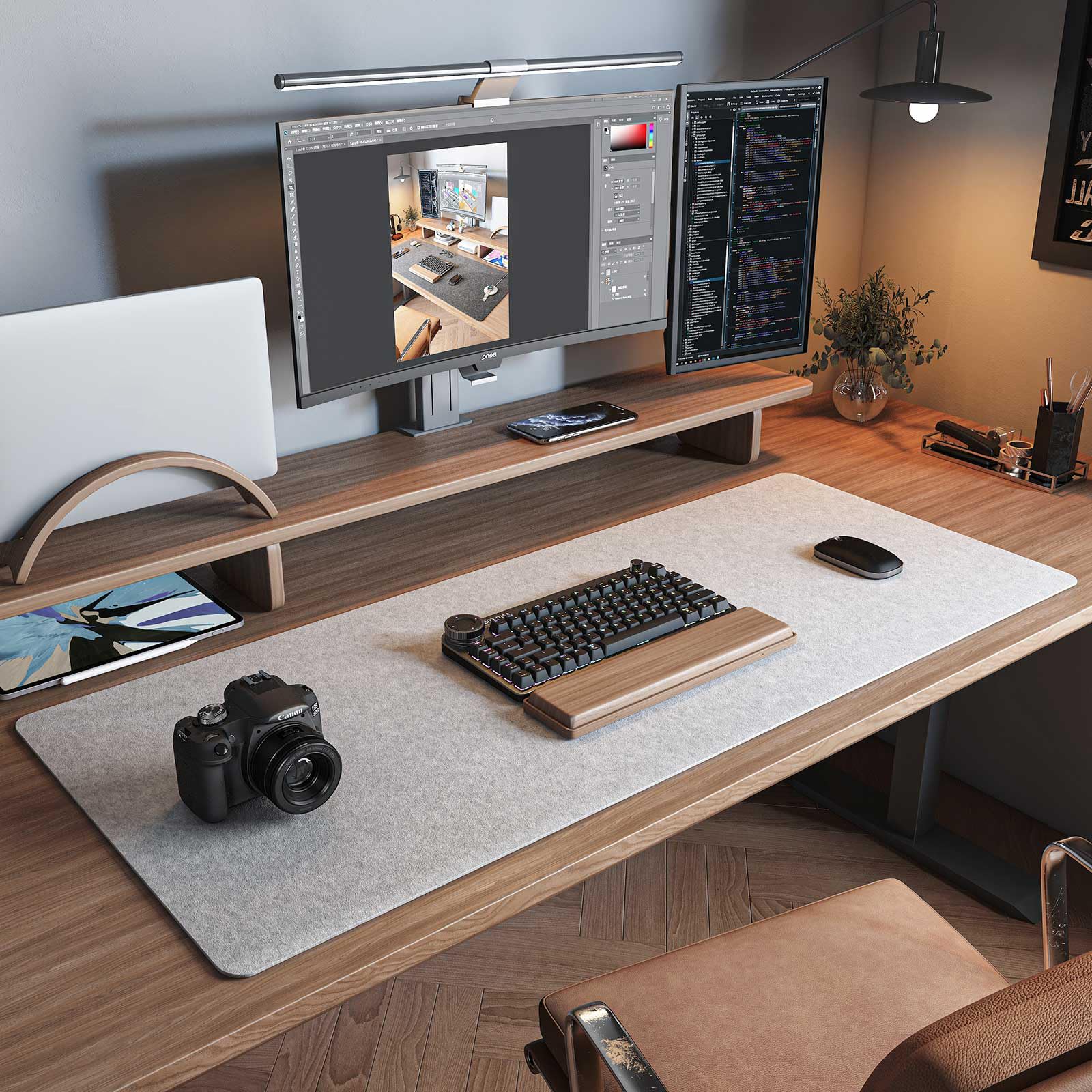 Large Felt Desk Mat,39.4x19.69 Non-Slip Desk Mat,Desk Pad Protector For - View #12