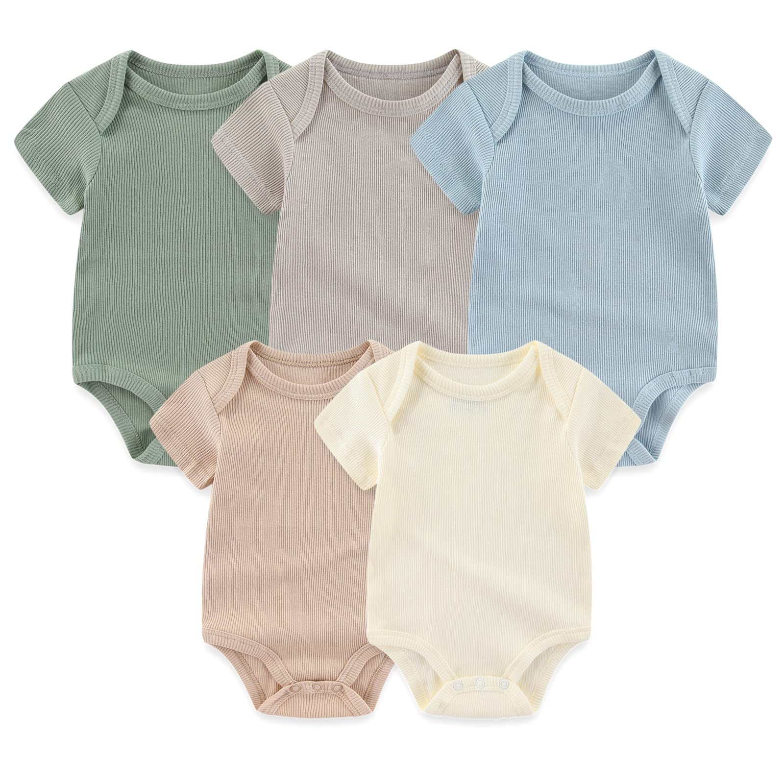 Chamie Baby Bodysuit Cotton Short Sleeve Vests for Newborn 5-Pack One-Piece Suit for Boy and Girl 0-12 Months… — view 13