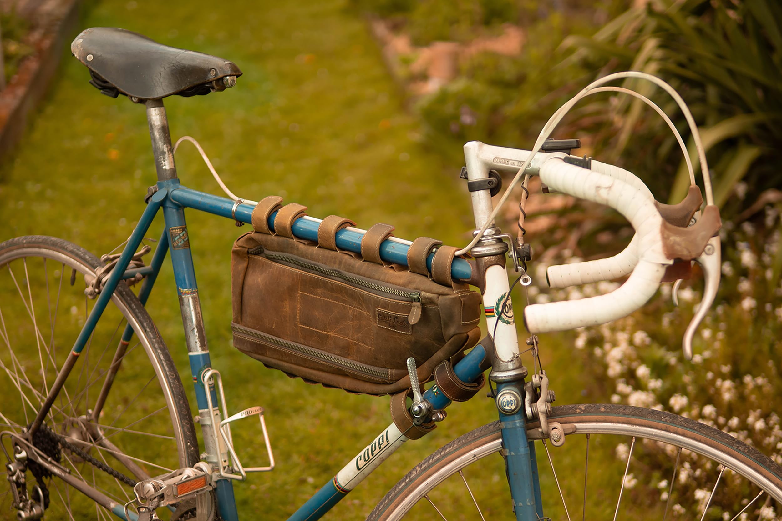 Gusti Bolsa para Cuadro Lance A. de Bicicleta Bolsa para Marco marrón Cuero