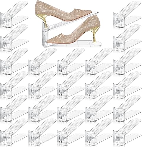 Organizador de ranuras para zapatos para armario, paquete de 24 unidades apilador de zapatos, organizador para armario, ahorro de espacio,