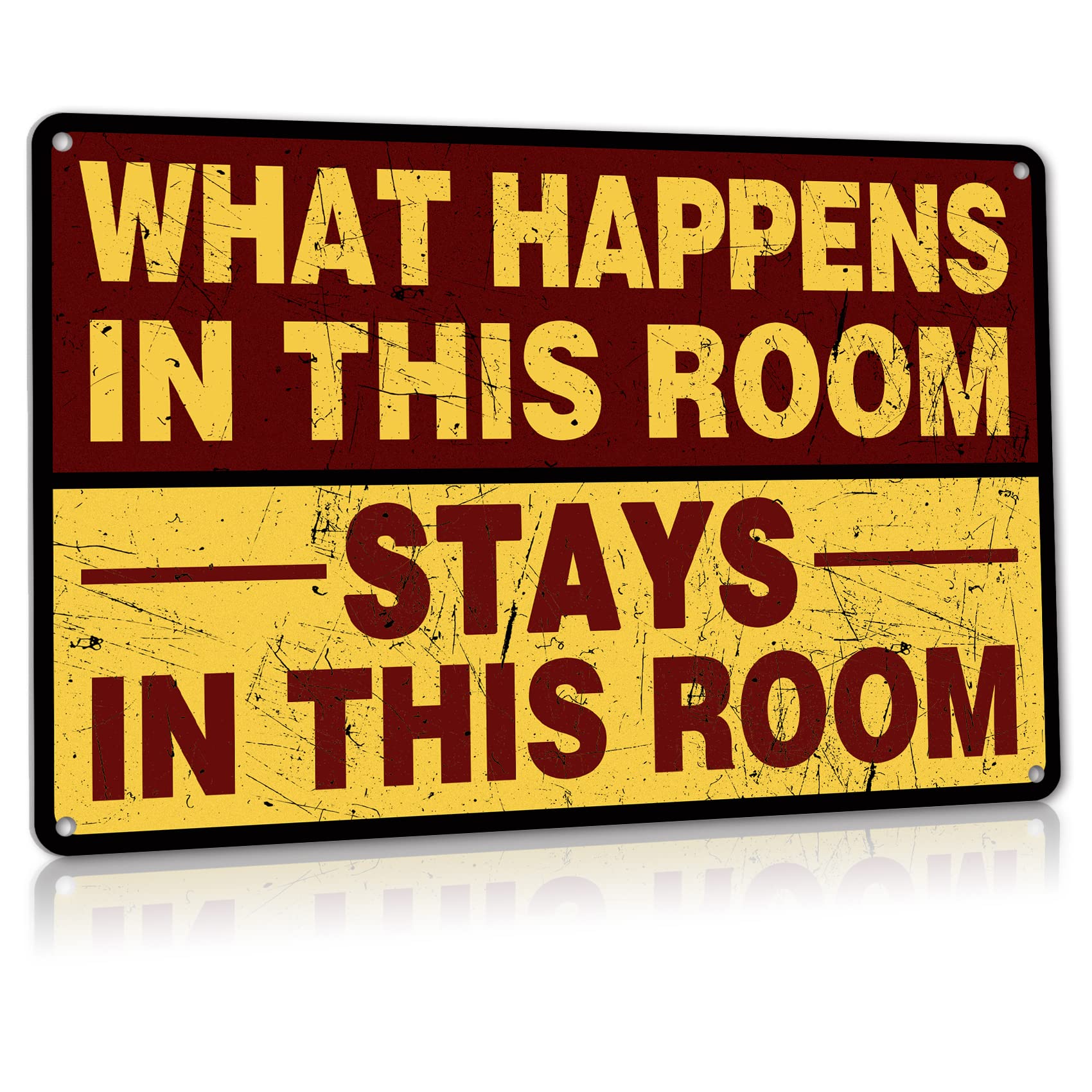 Vintage Metal Tin Sign Funny Wall Decor Man Cave Bar Home Bedroom Door What Happens In This Room Stays In This Room 8x12 Inch Aluminum Custom Private Property Signs Outdoor