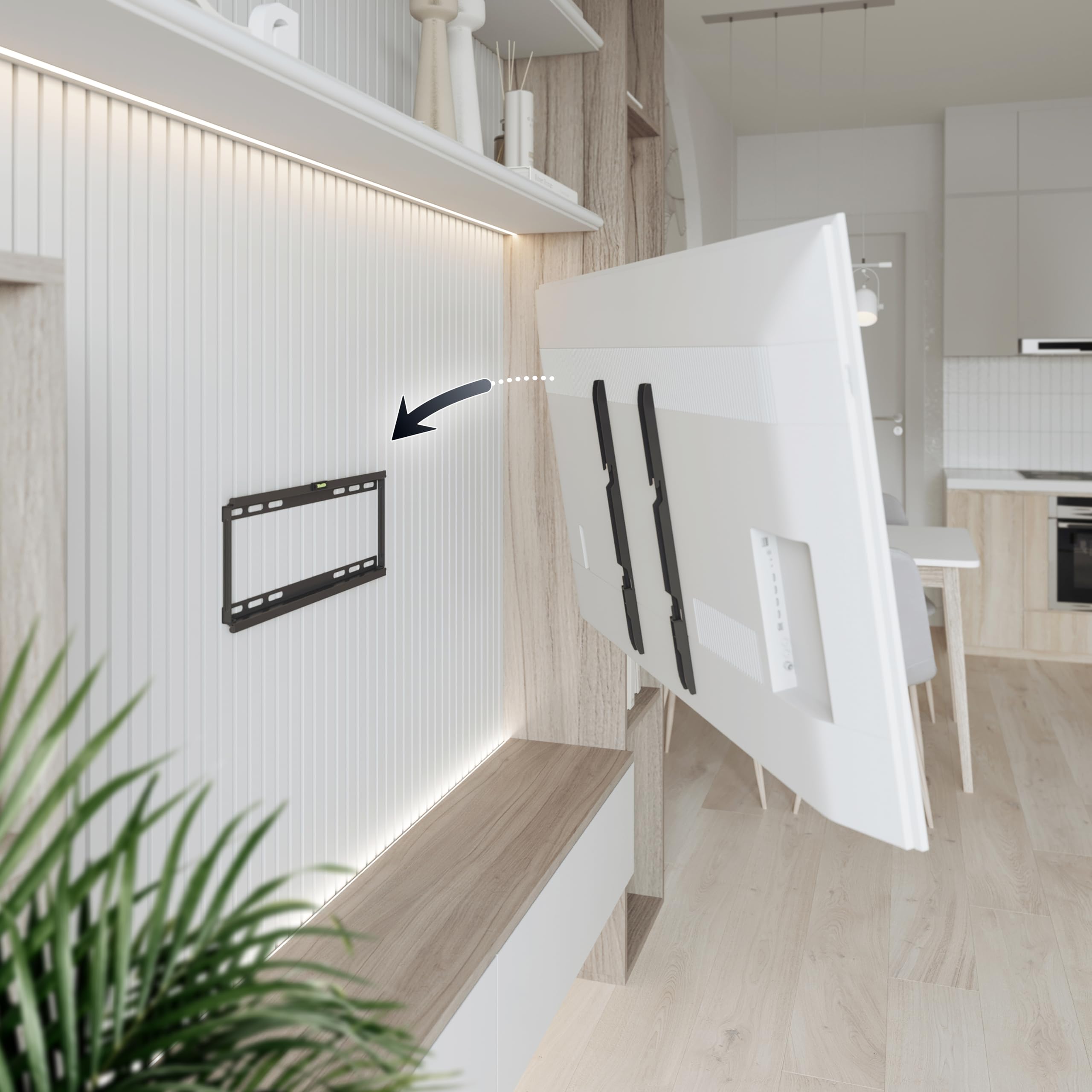 RICOO Supporto TV parete F0144 Fisso Ultra-sottile Televisore 26-55" (66-140 cm) Staffa universale Televisione LED/LCD/Curvo VESA 200 x 200-400 x 400