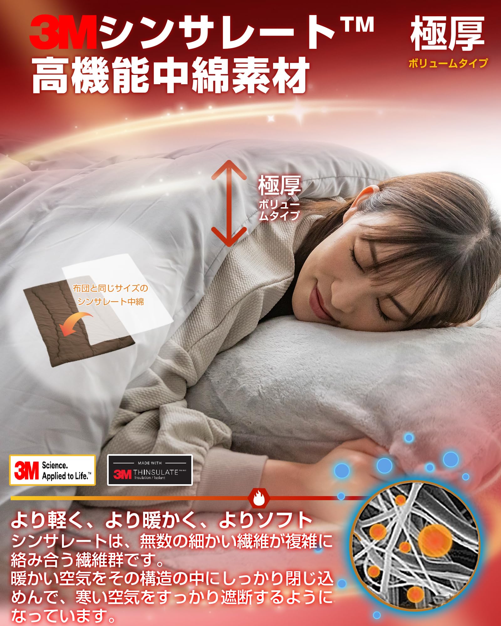 Amazon｜Colorsroom 掛け布団 シングル 羽毛より暖かい シンサレート