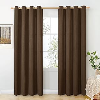 BGment Dark Brown Linen Curtains for Living Room 84 Inch Length 2 Panels...