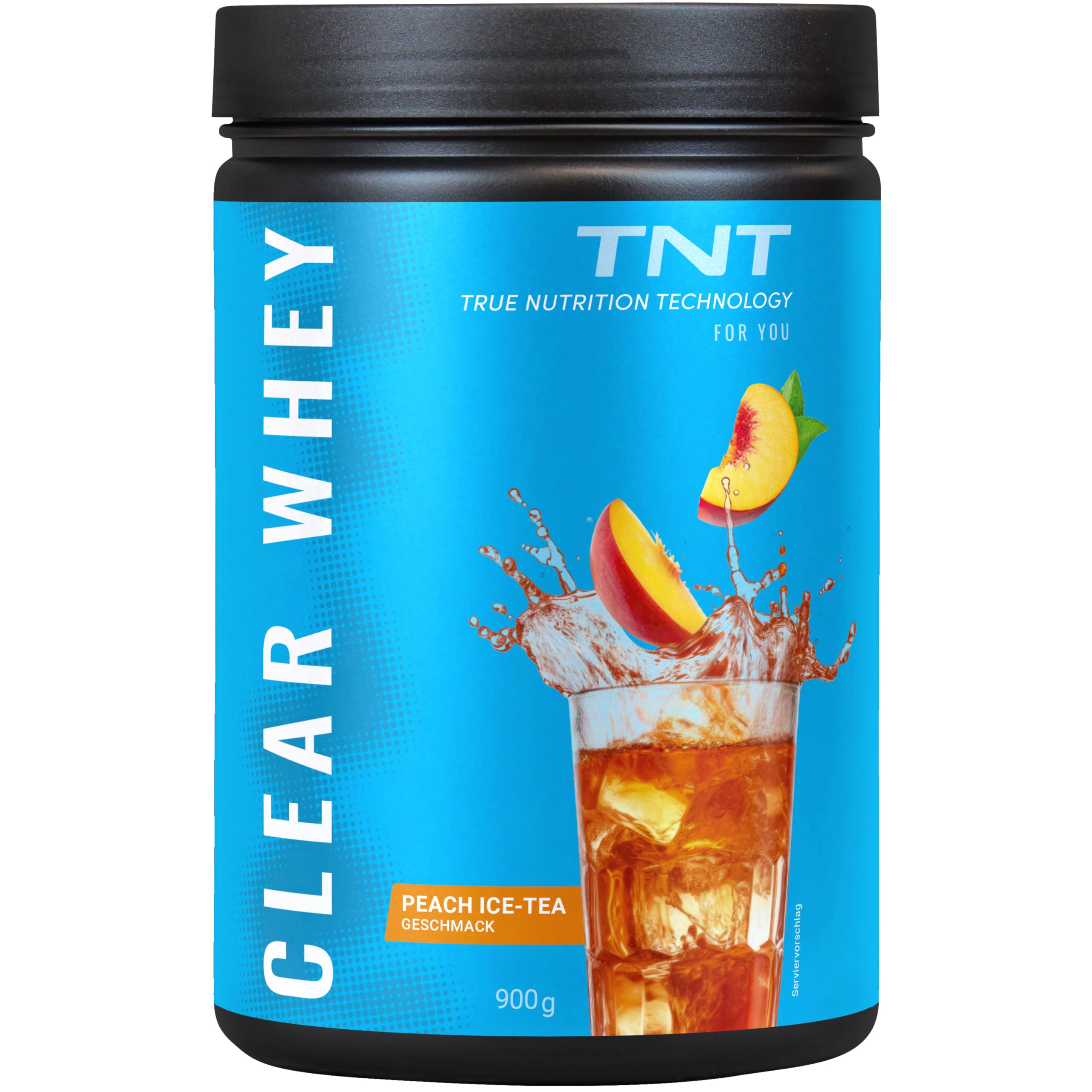 TNT Clear Whey Protein Isolate - 900g - Pfirsich Eistee | High Protein Drink - Erfrischend fruchtiger Drink - Über 80% Eiweiß - Leichter Shake - Ohne Zuckerzusatz