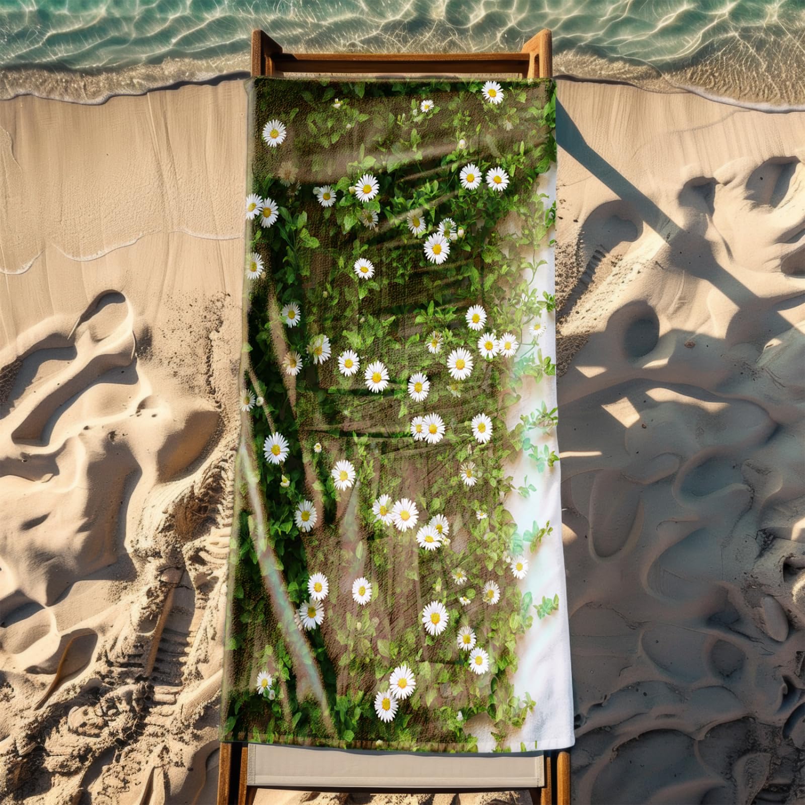 Générique Serviette Microfibre Plage Modèle Vert Blanc