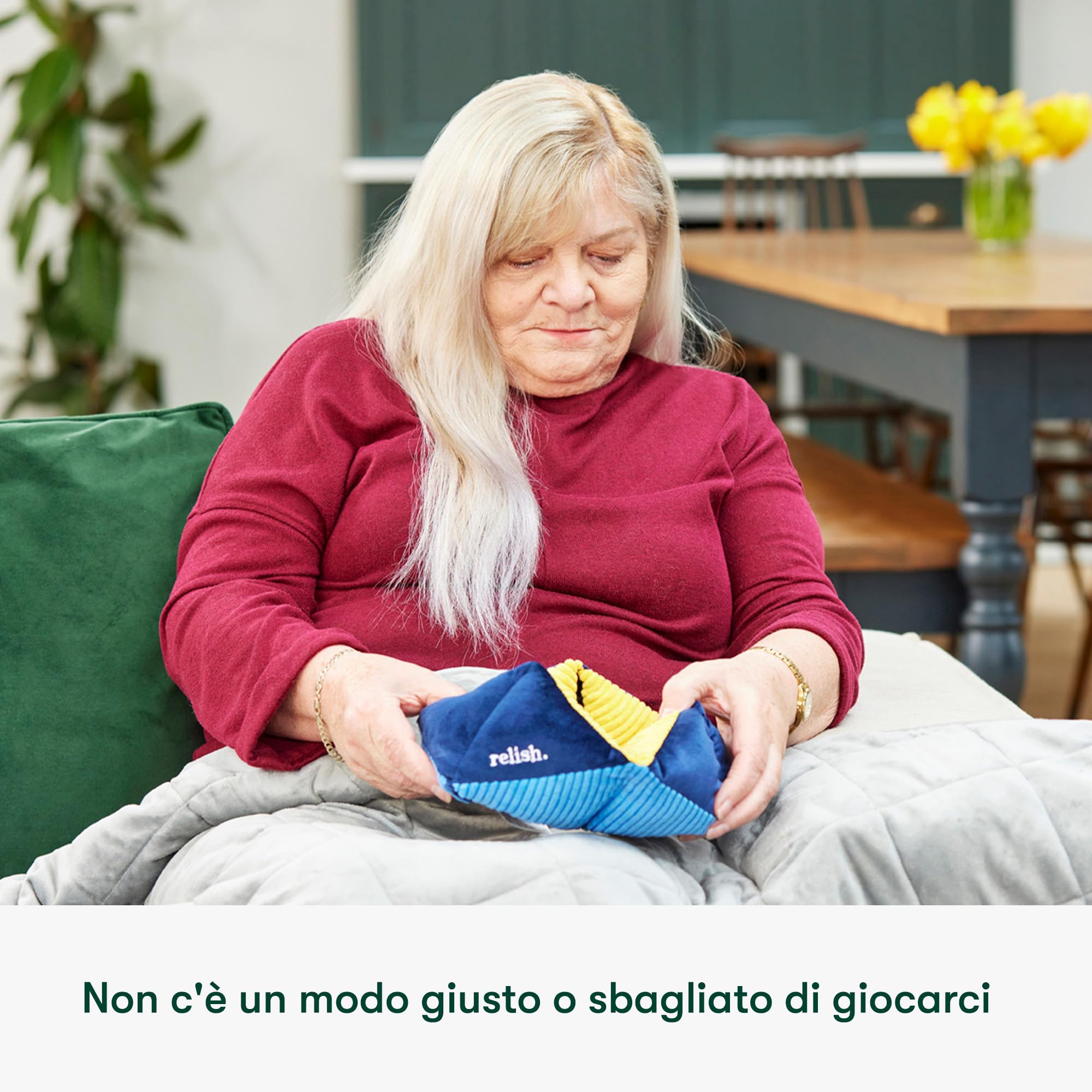 Relish - Attività sensoriale tattile per demenza, giocattolo anti-stress per Alzheimer e demenza, fasi medie a tarda, prodotto confortevole morbido con colori e texture a contrasto